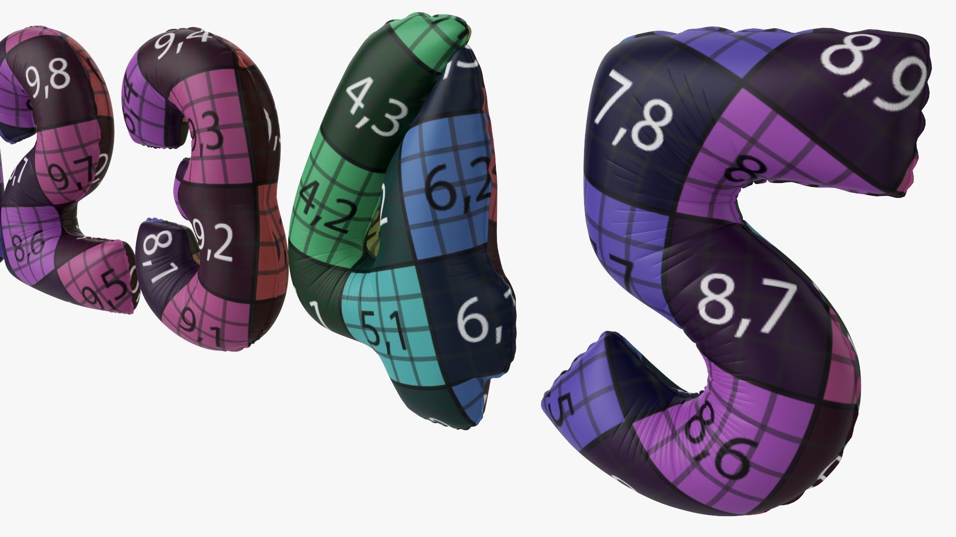 Foil air balloon numbers 03 3D model_18