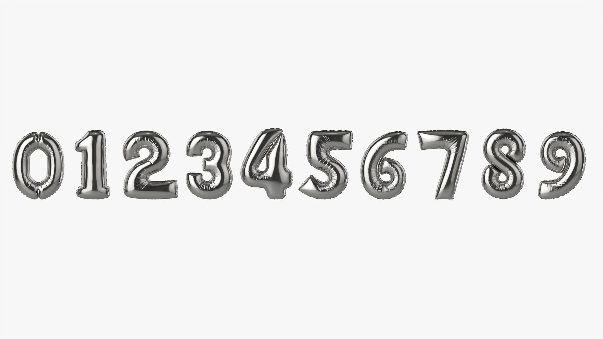 Foil air balloon numbers 03 3D model_7