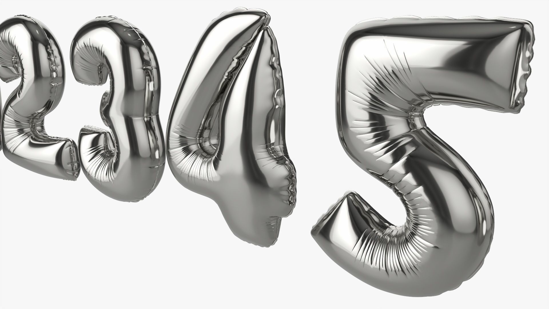 Foil air balloon numbers 03 3D model_5