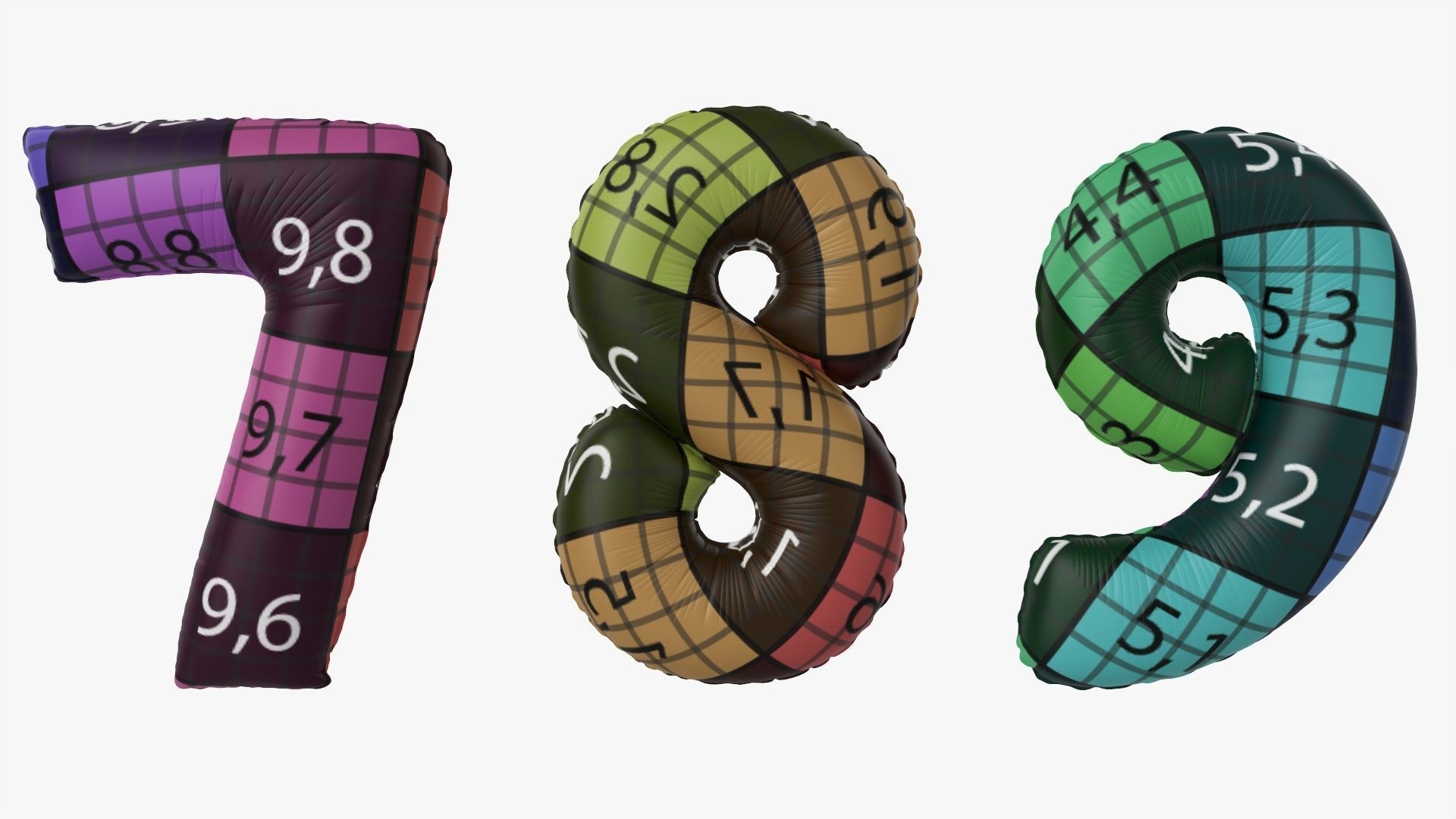 Foil air balloon numbers 03 3D model_17