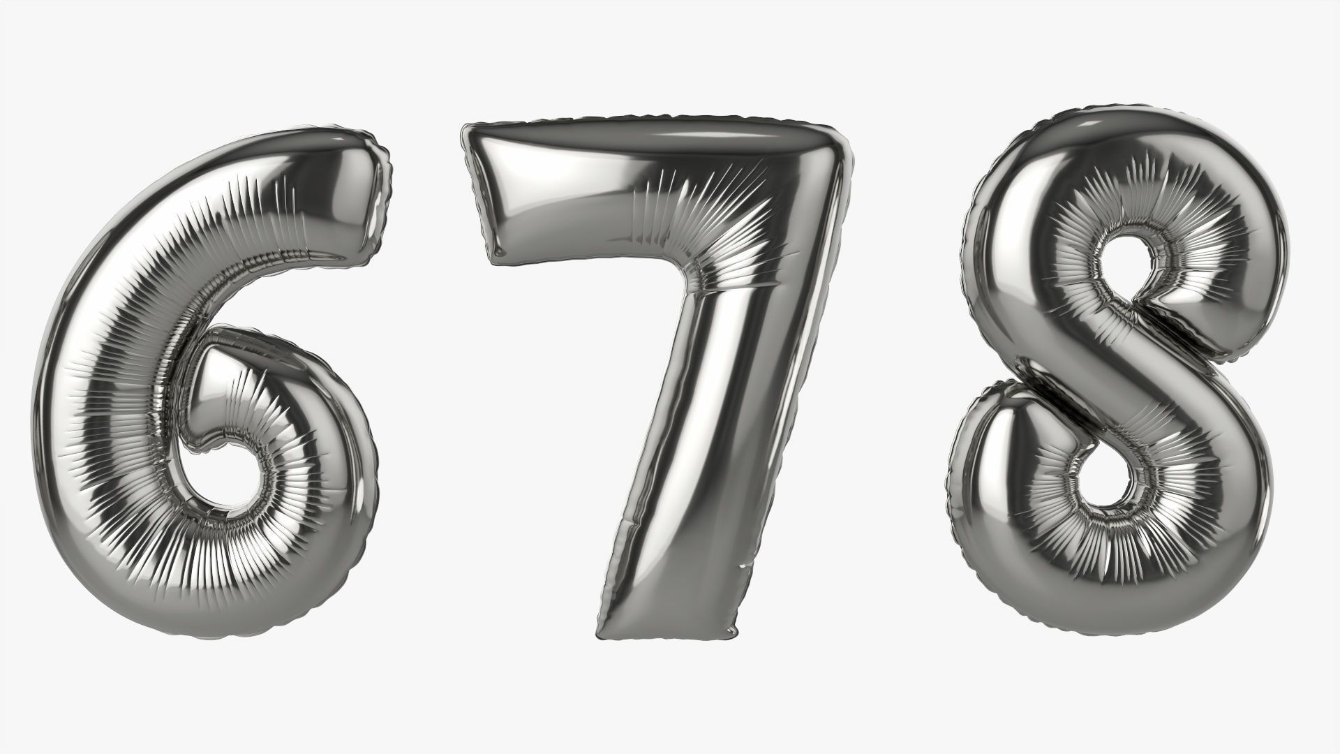 Foil air balloon numbers 03 3D model_3