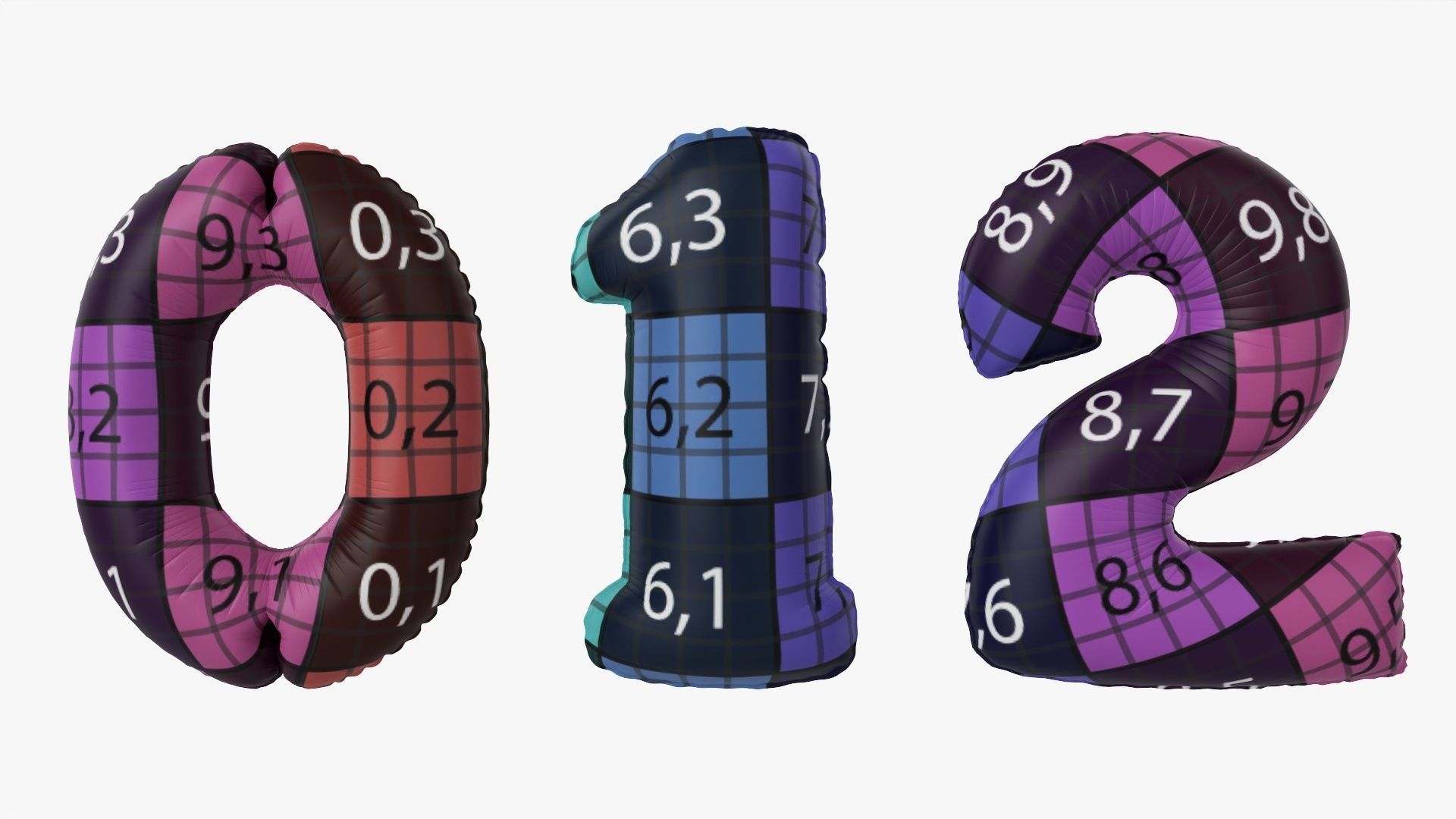 Foil air balloon numbers 03 3D model_14