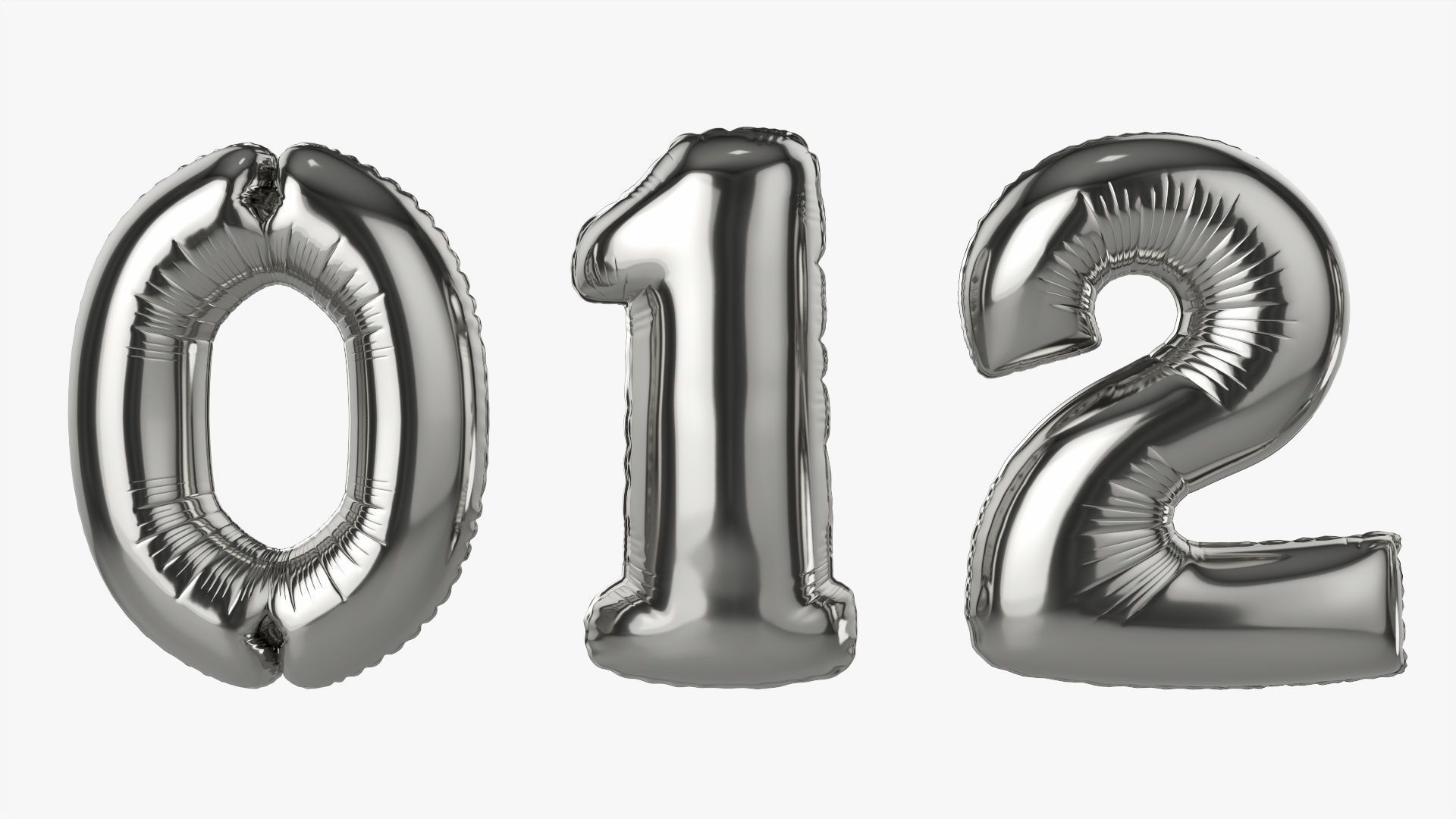 Foil air balloon numbers 03 3D model_1