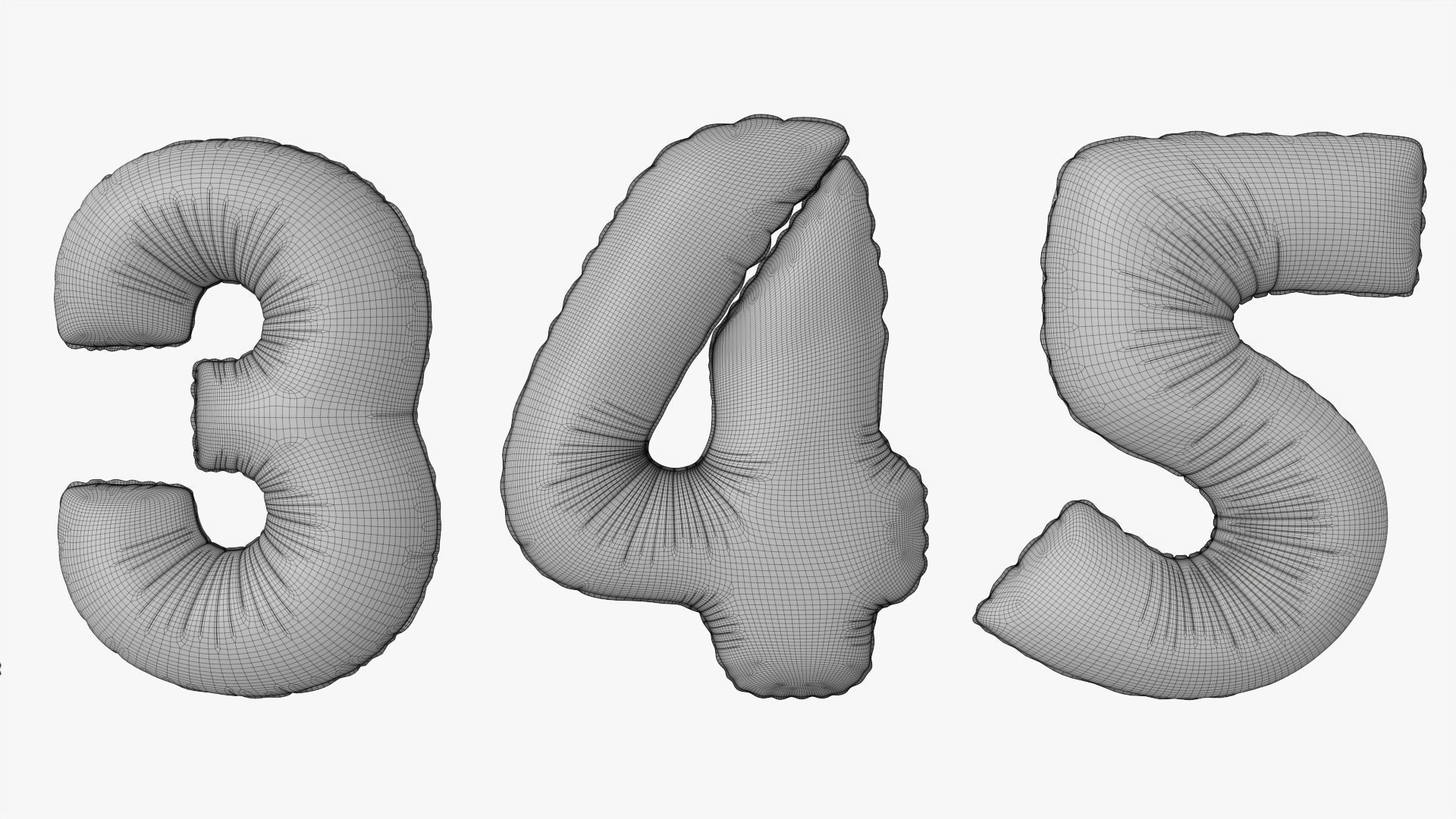 Foil air balloon numbers 03 3D model_9