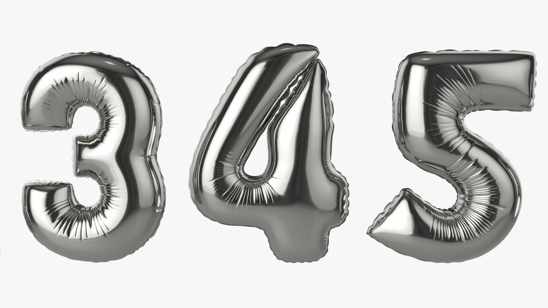 Foil air balloon numbers 03 3D model_2