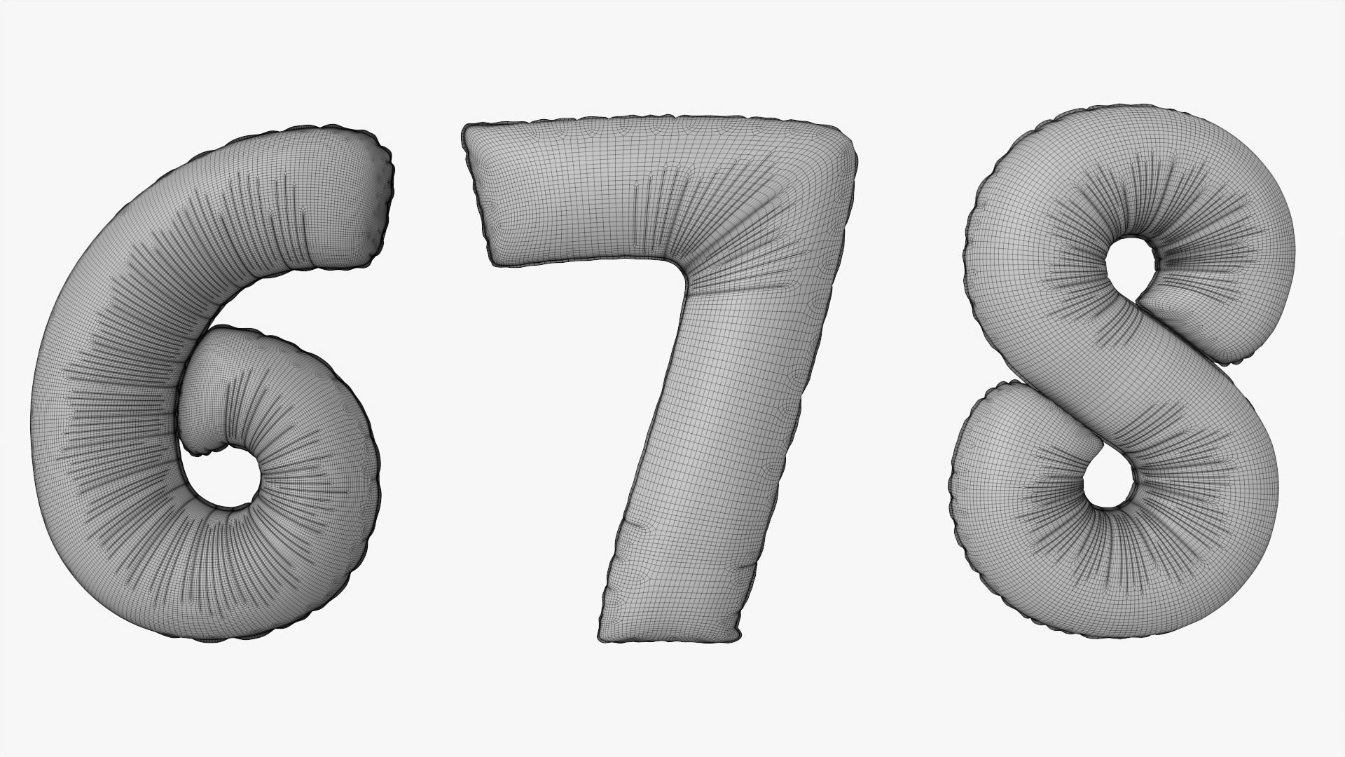 Foil air balloon numbers 03 3D model_10