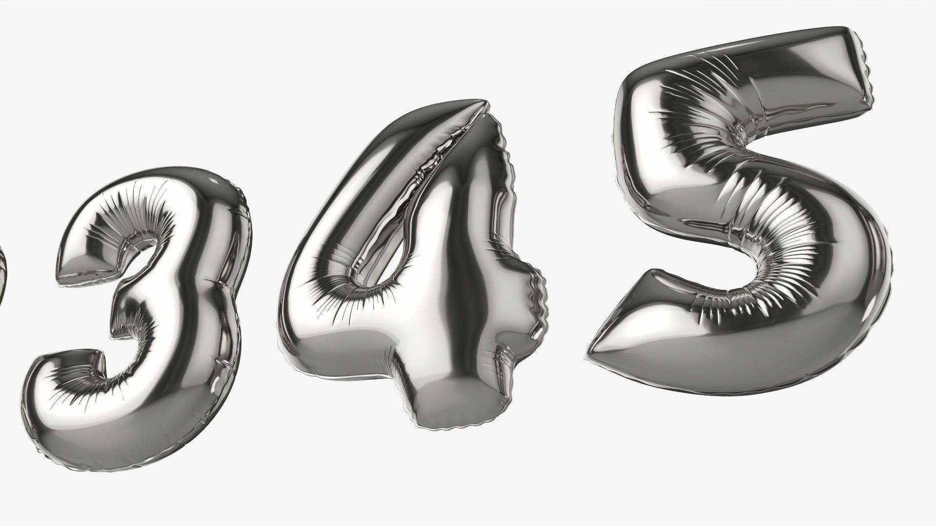 Foil air balloon numbers 03 3D model_6