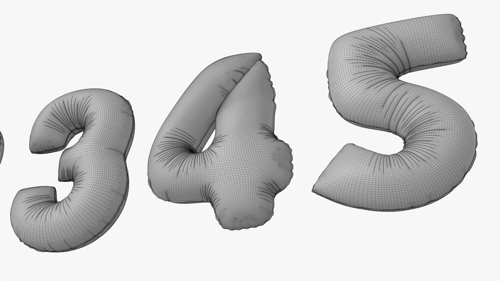 Foil air balloon numbers 03 3D model_13