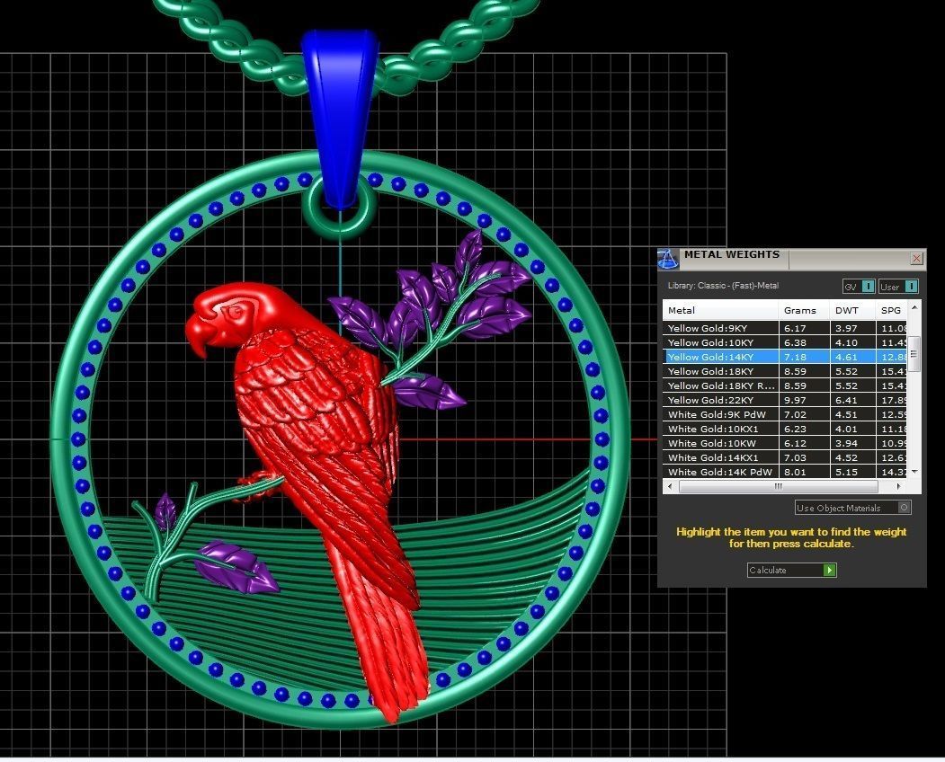 pendant macaw   3D print model_6