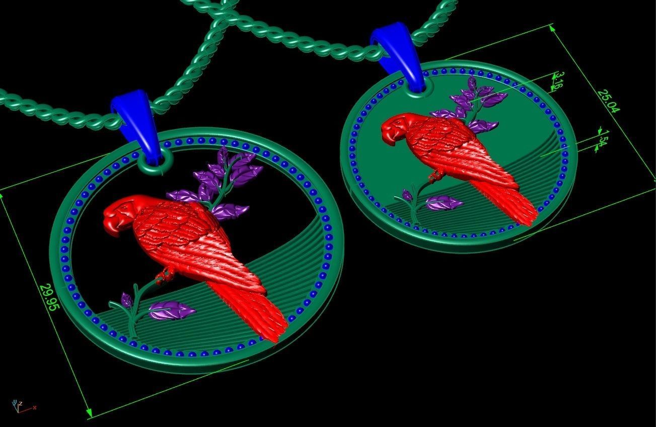 pendant macaw   3D print model_9