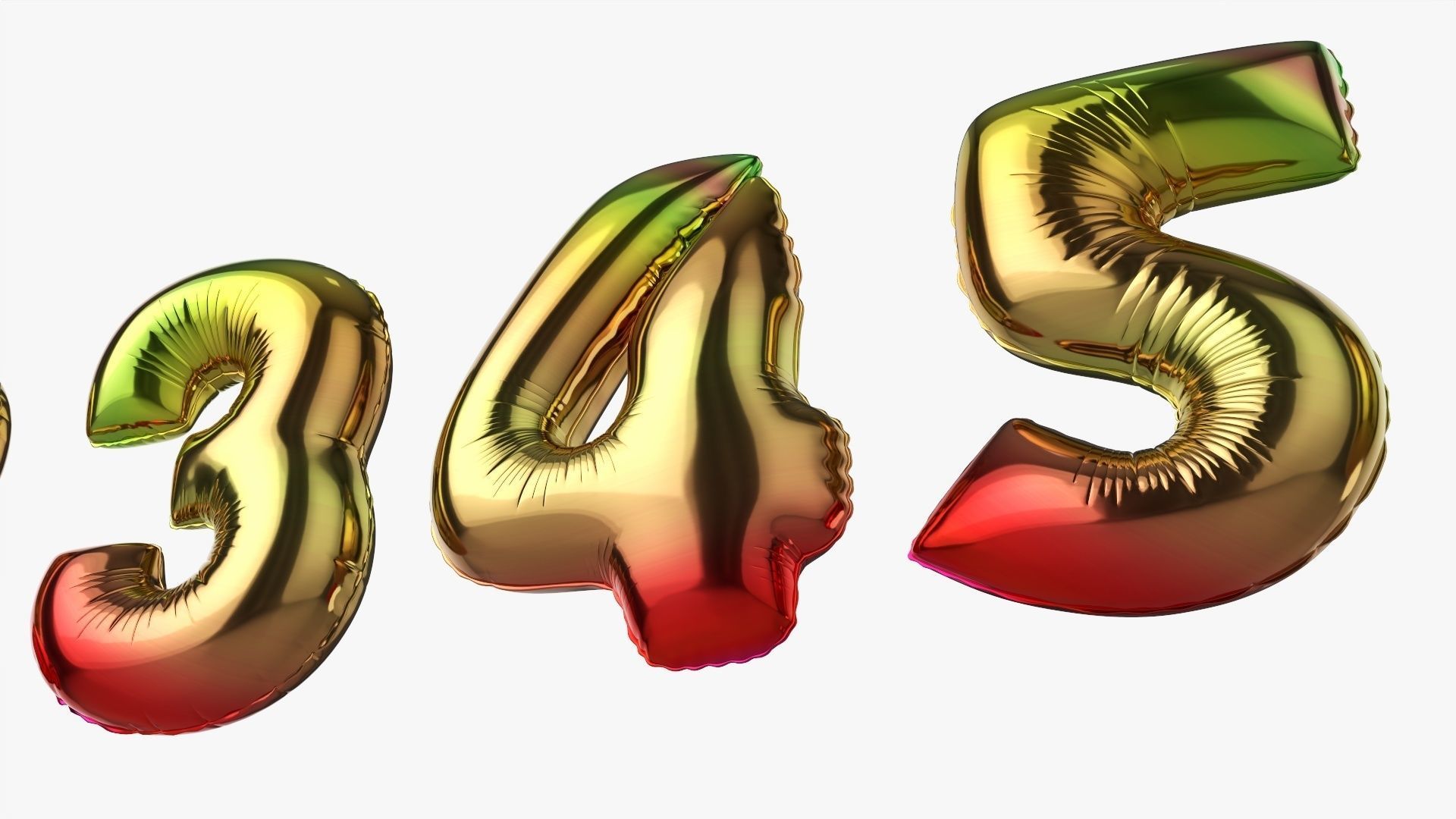 Foil air balloon numbers 04 3D model_6