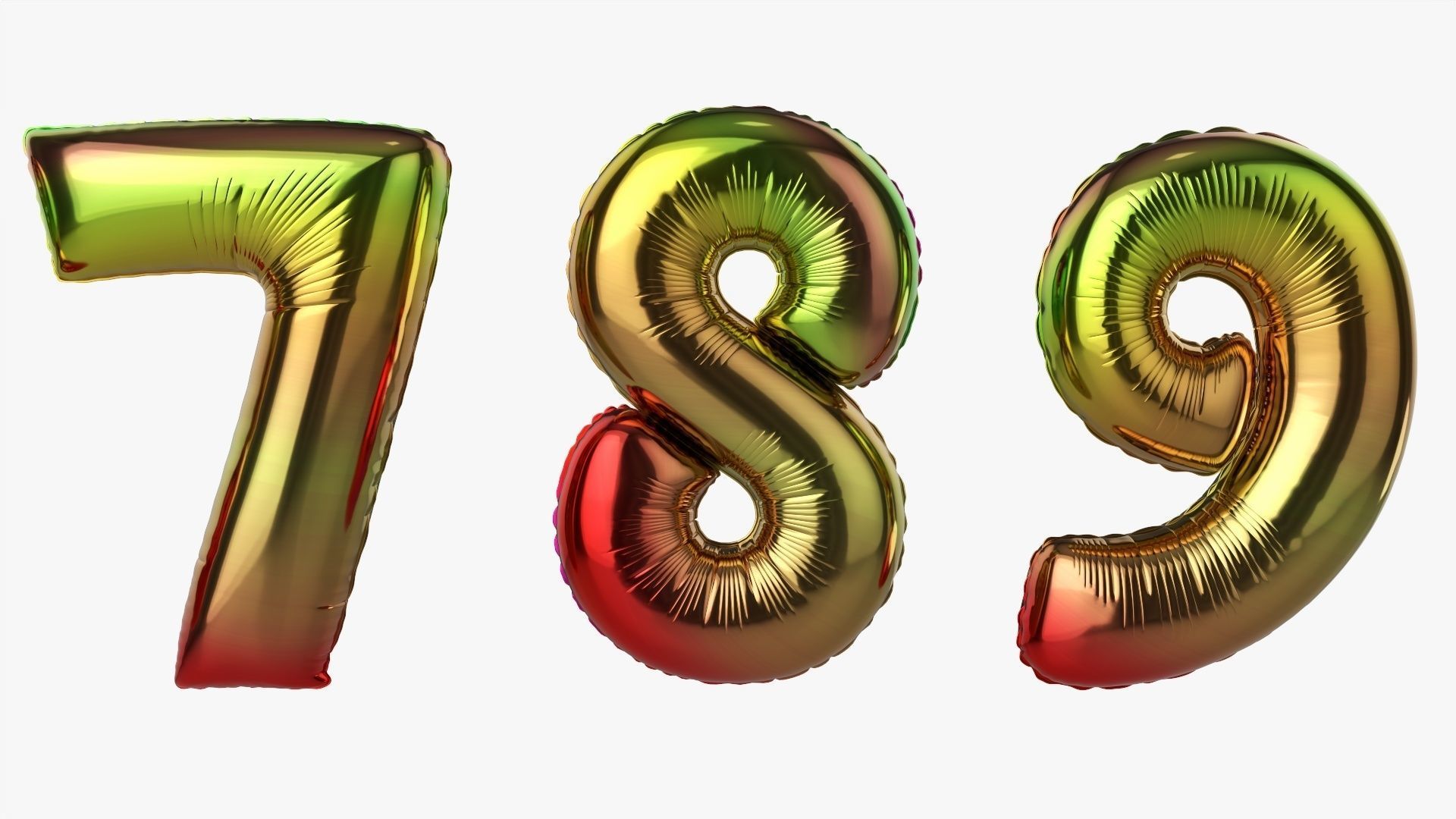 Foil air balloon numbers 04 3D model_4