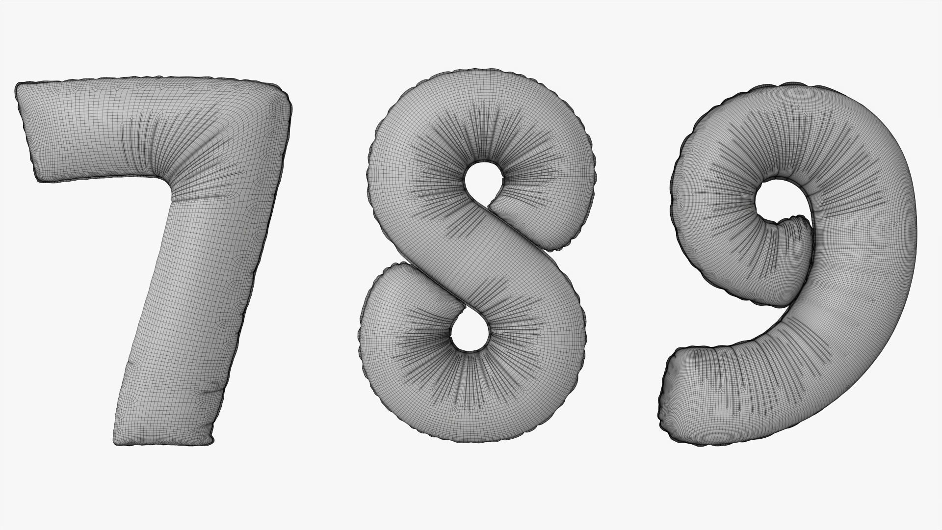 Foil air balloon numbers 04 3D model_11