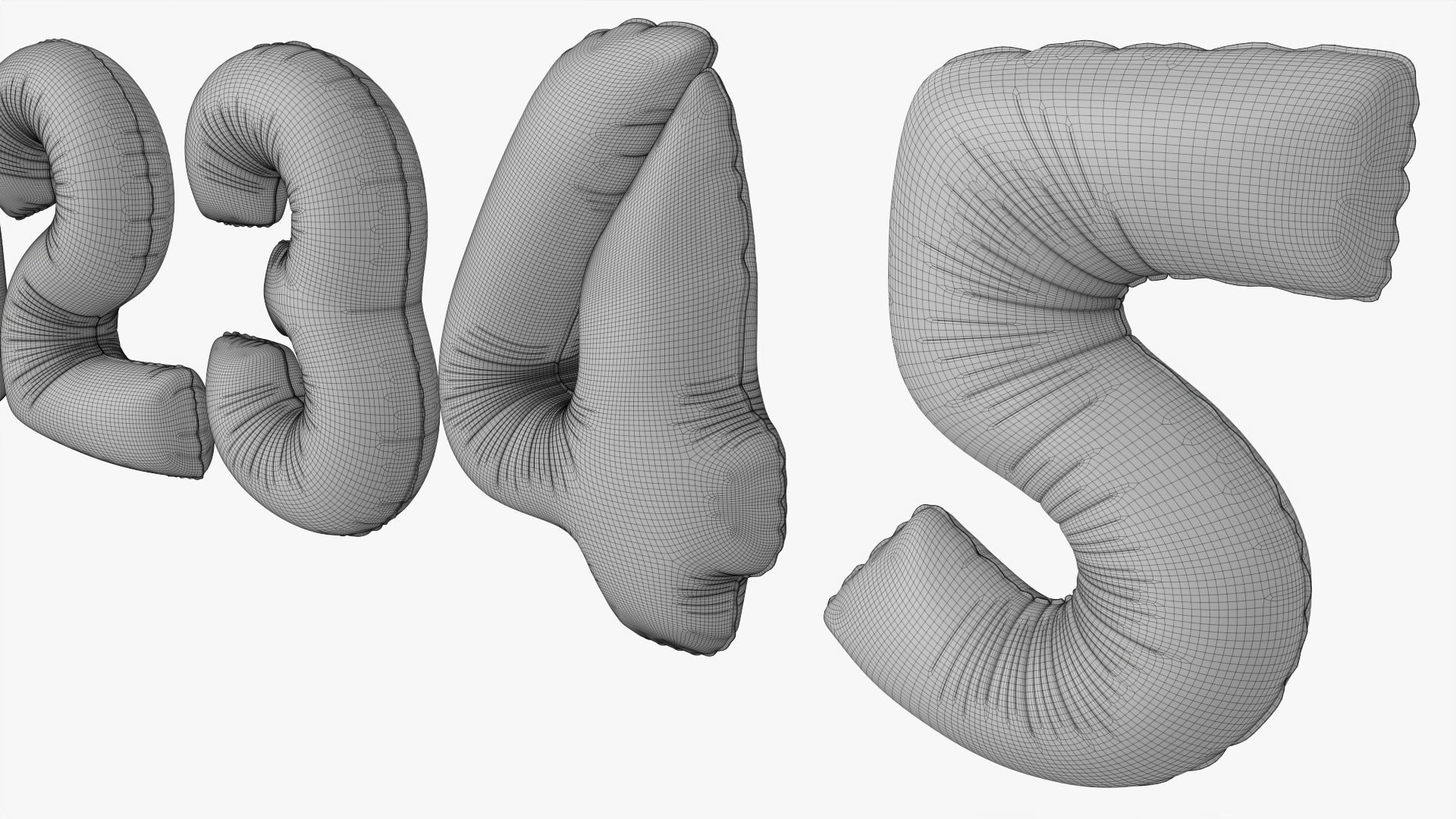 Foil air balloon numbers 04 3D model_12