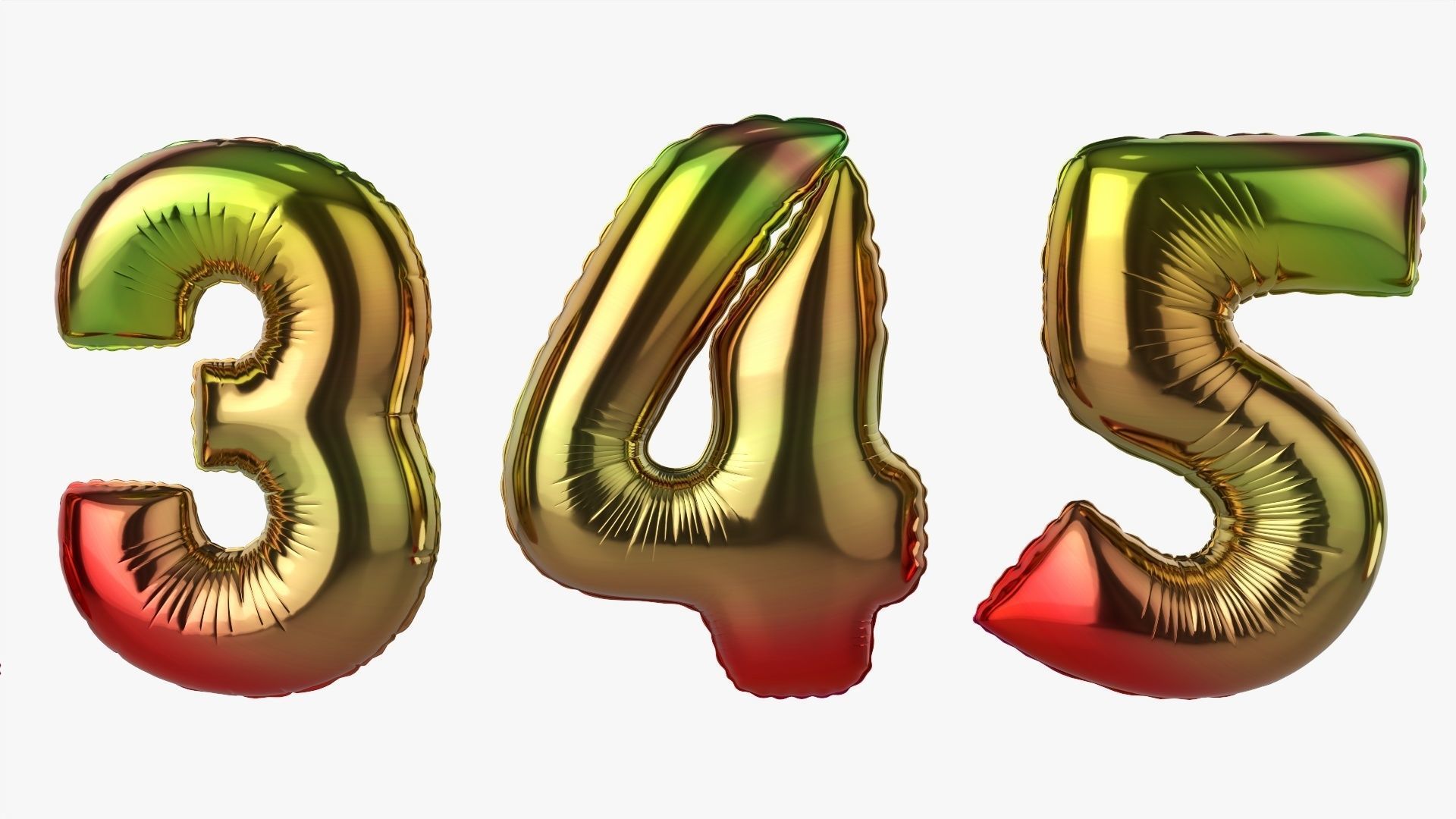 Foil air balloon numbers 04 3D model_2