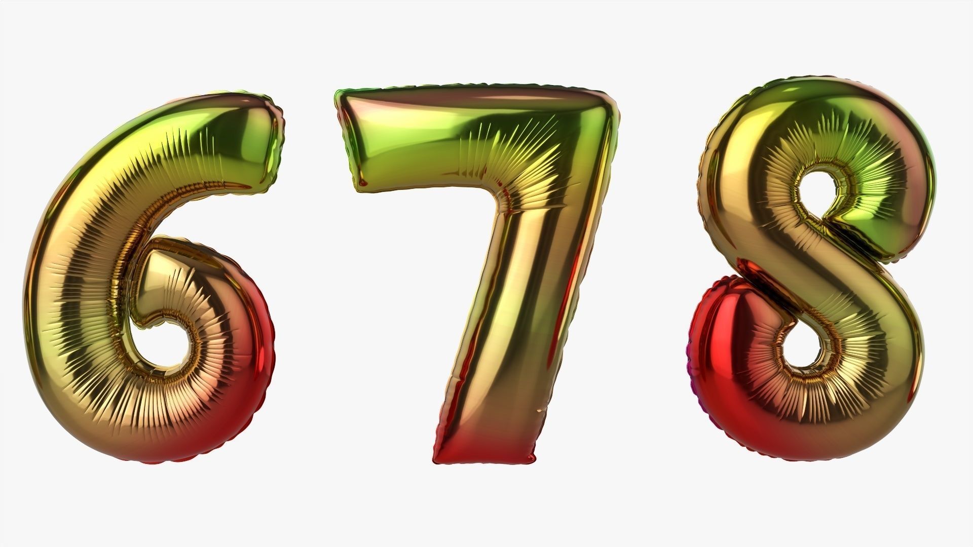 Foil air balloon numbers 04 3D model_3