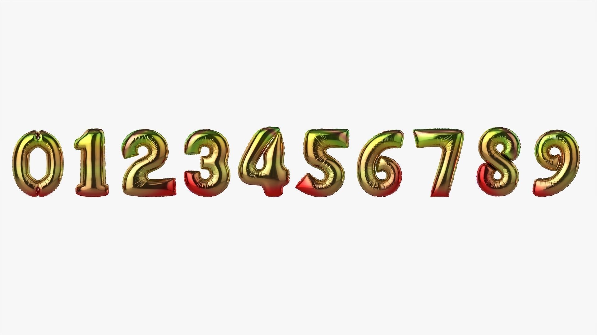 Foil air balloon numbers 04 3D model_7