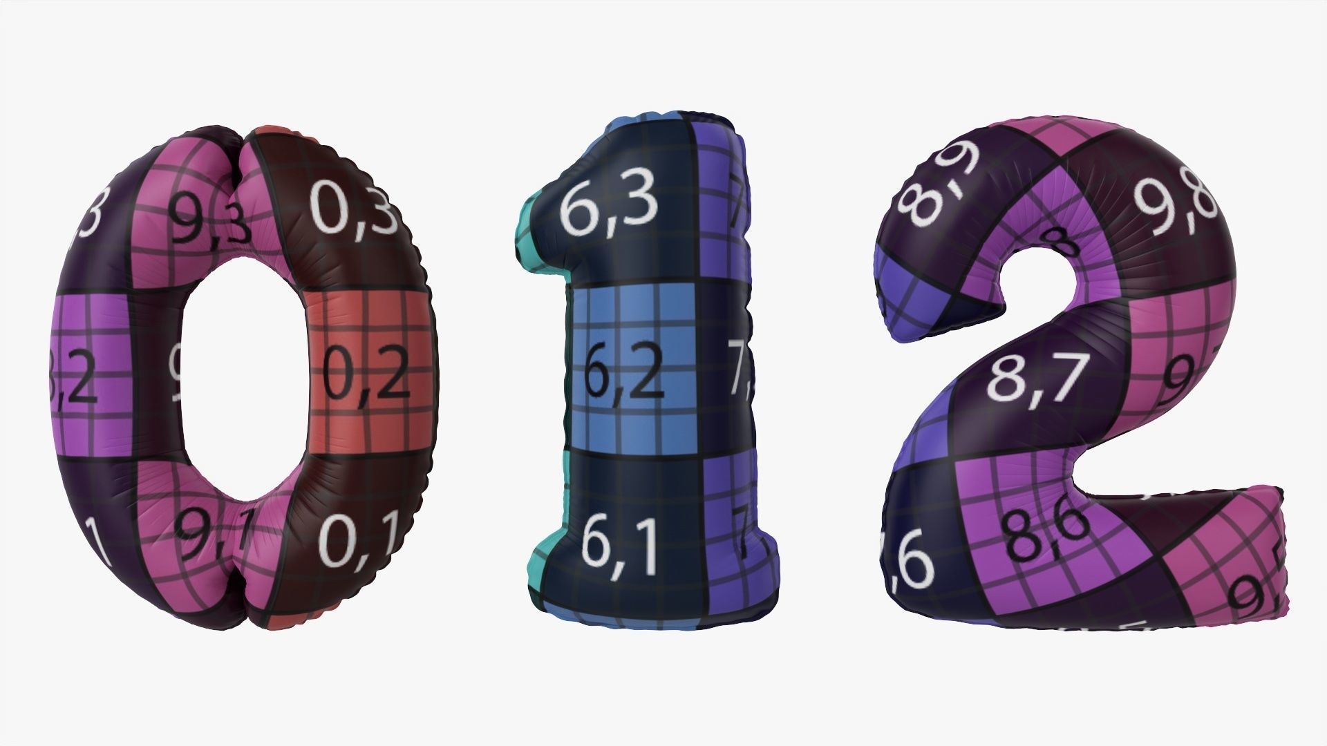 Foil air balloon numbers 05 3D model_14