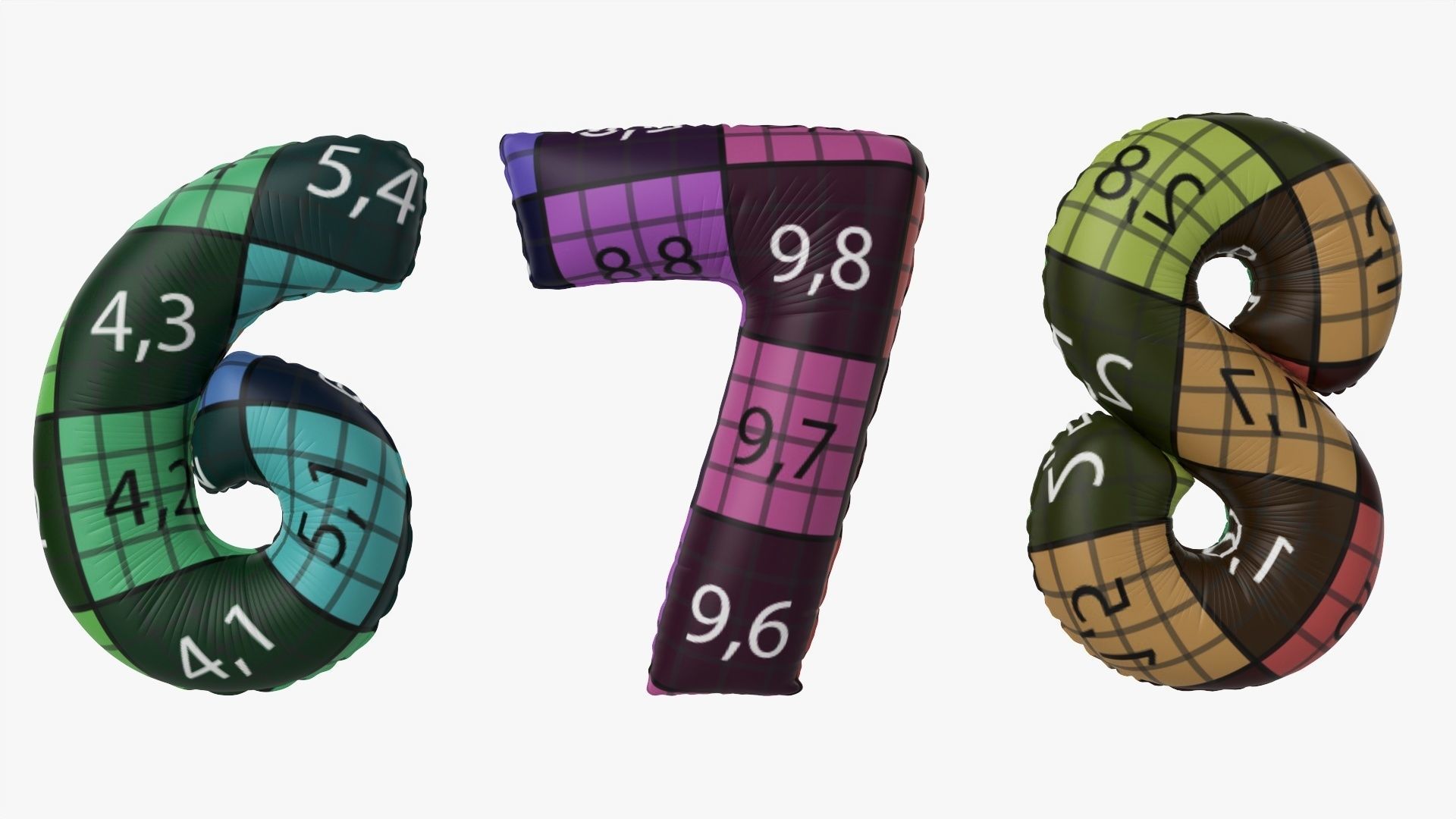 Foil air balloon numbers 05 3D model_16