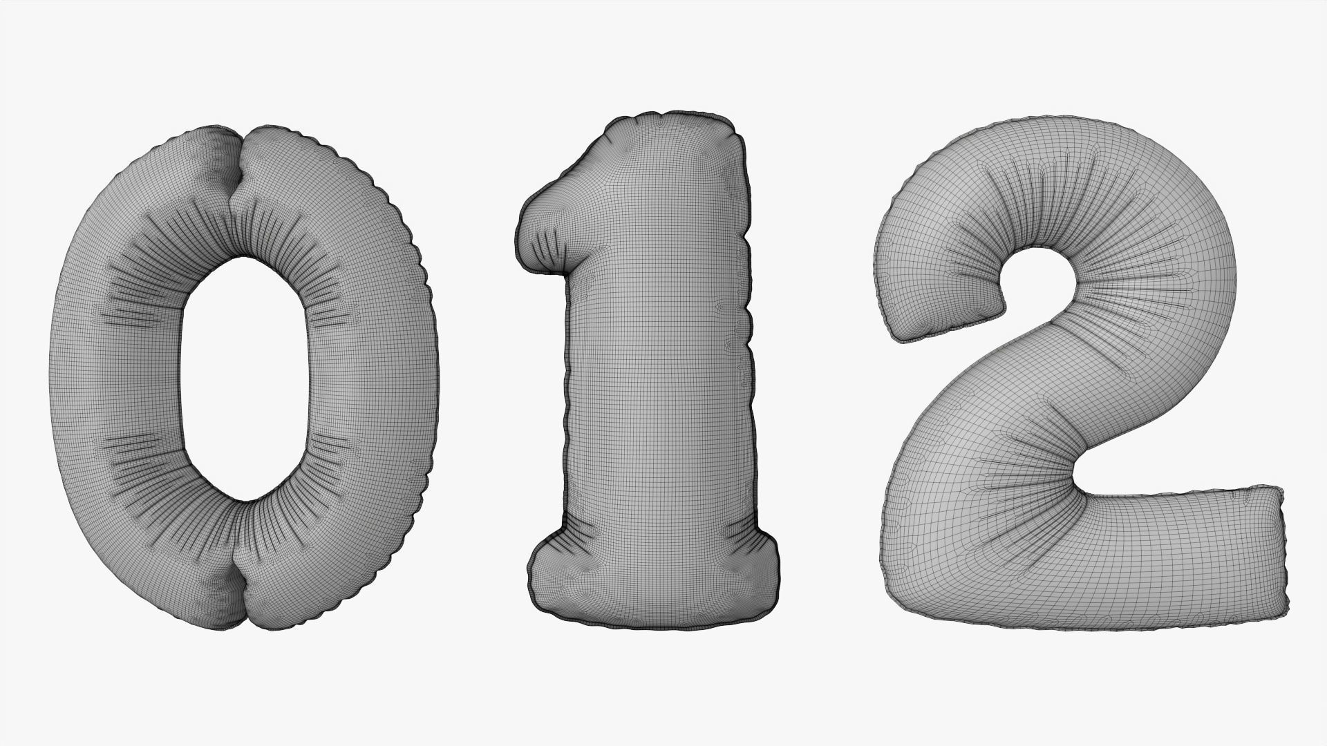 Foil air balloon numbers 05 3D model_8