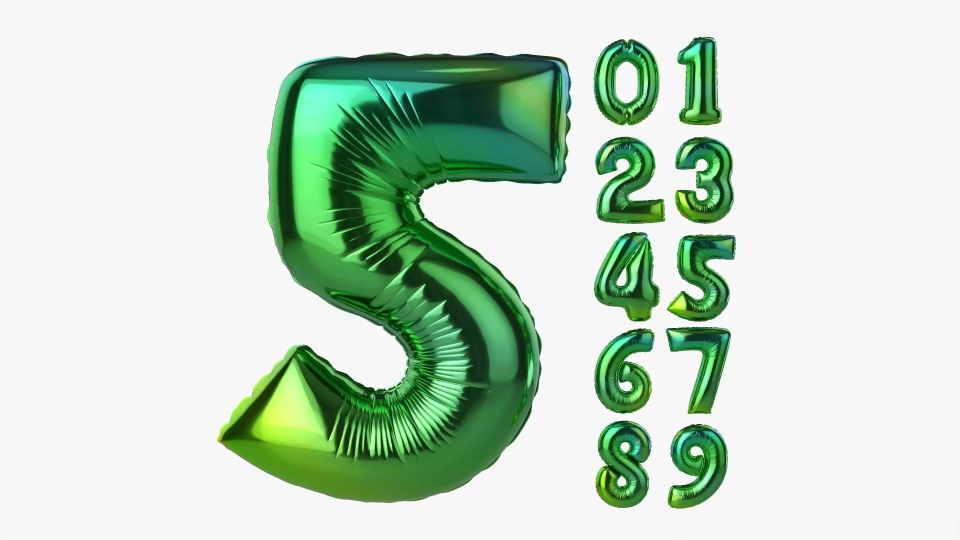 Foil air balloon numbers 05 3D model_0