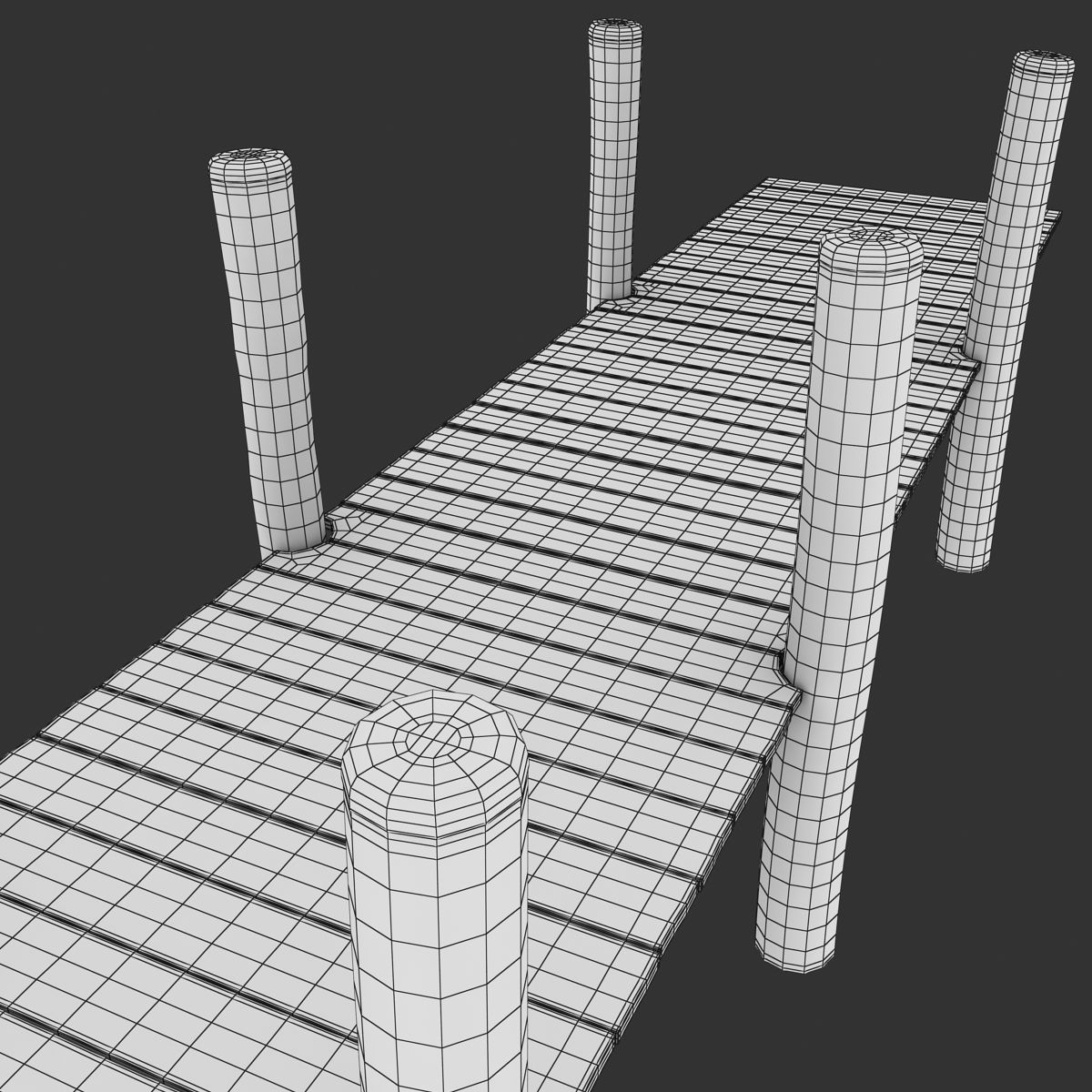 Wood Pier Low-poly 3D model_12