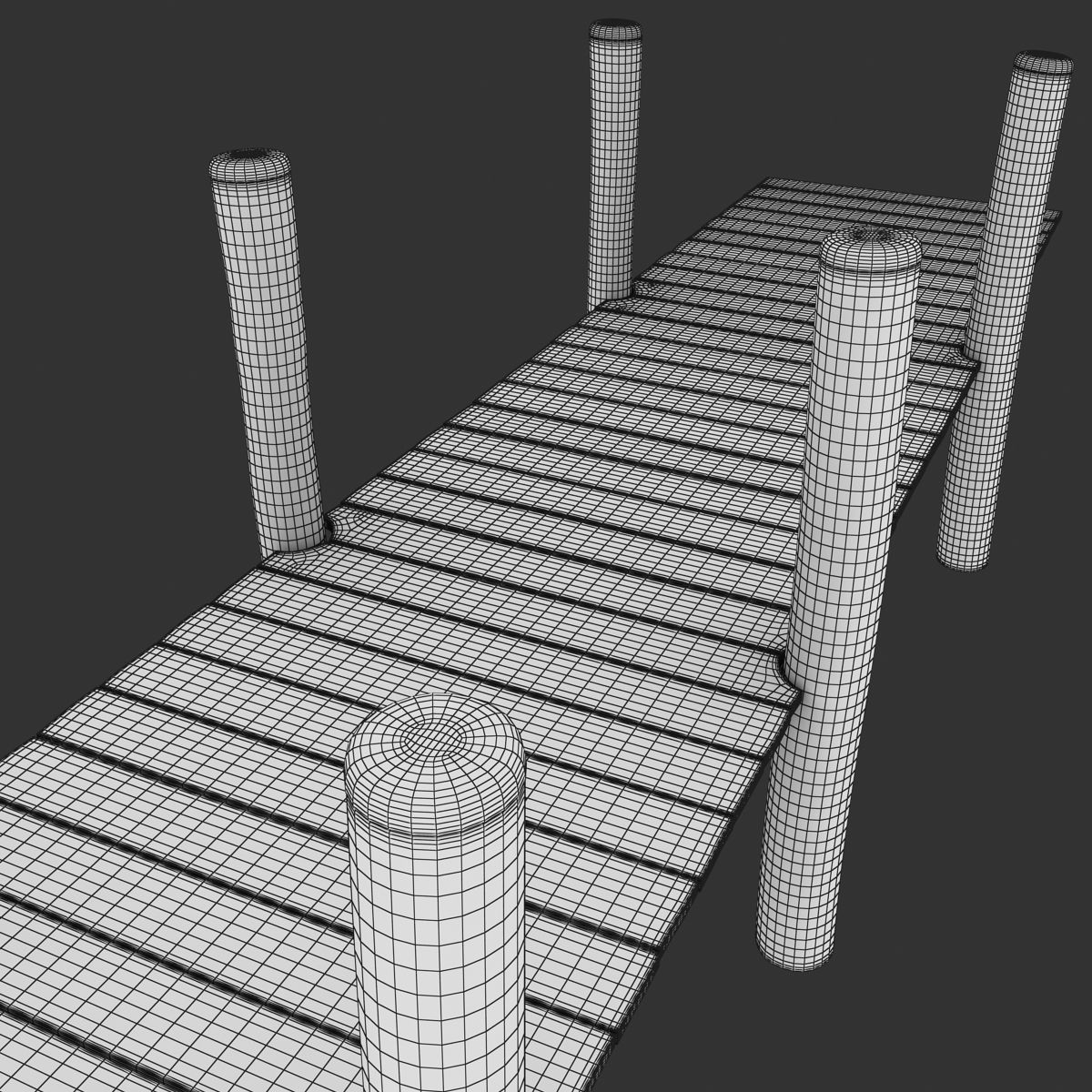 Wood Pier Low-poly 3D model_13