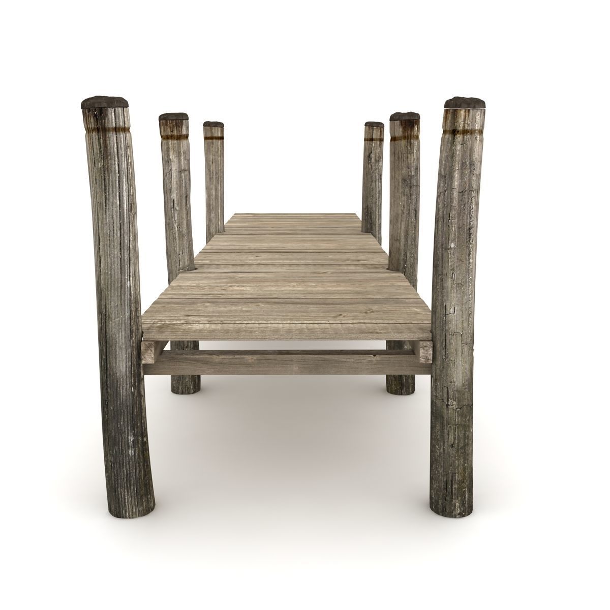 Wood Pier Low-poly 3D model_5