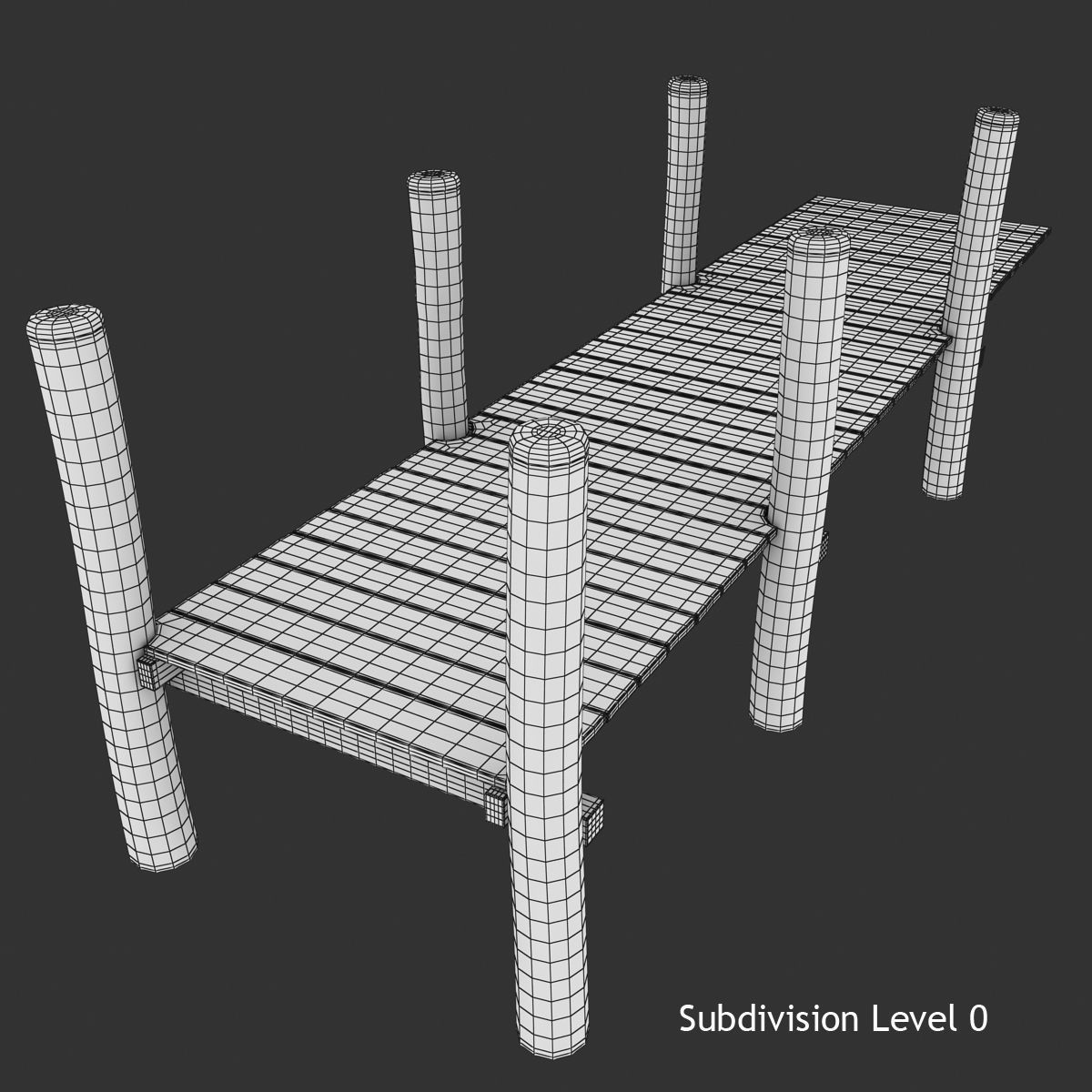 Wood Pier Low-poly 3D model_8