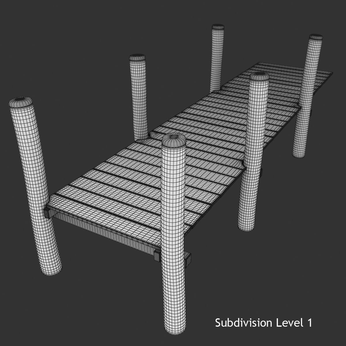 Wood Pier Low-poly 3D model_9