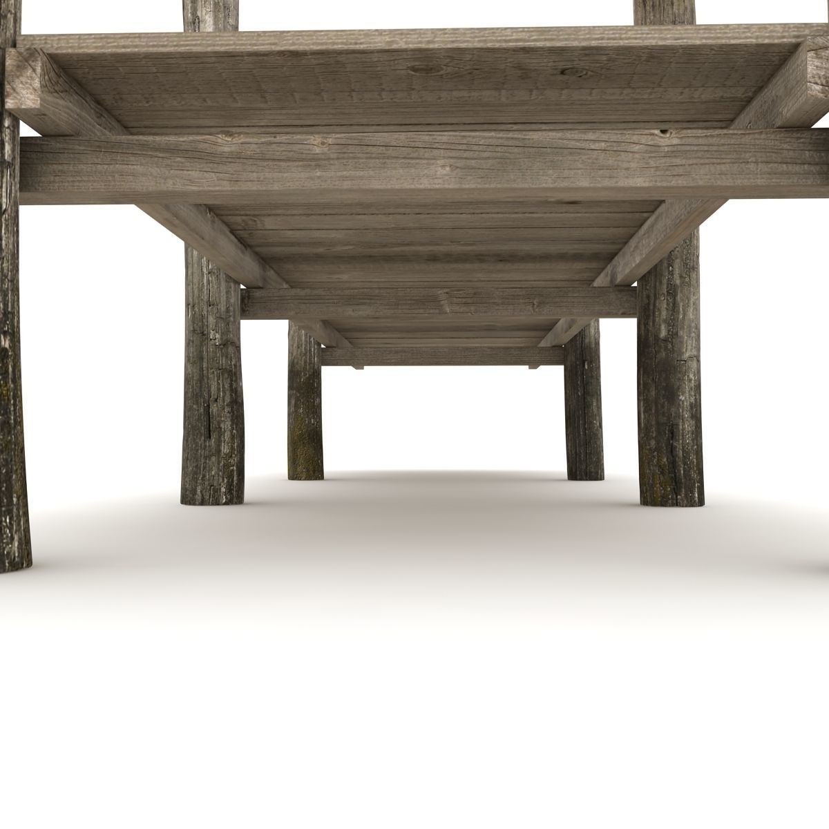 Wood Pier Low-poly 3D model_7
