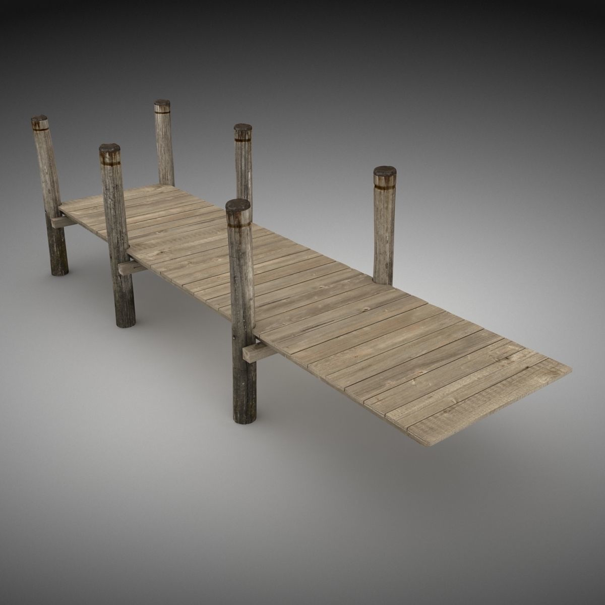 Wood Pier Low-poly 3D model_1