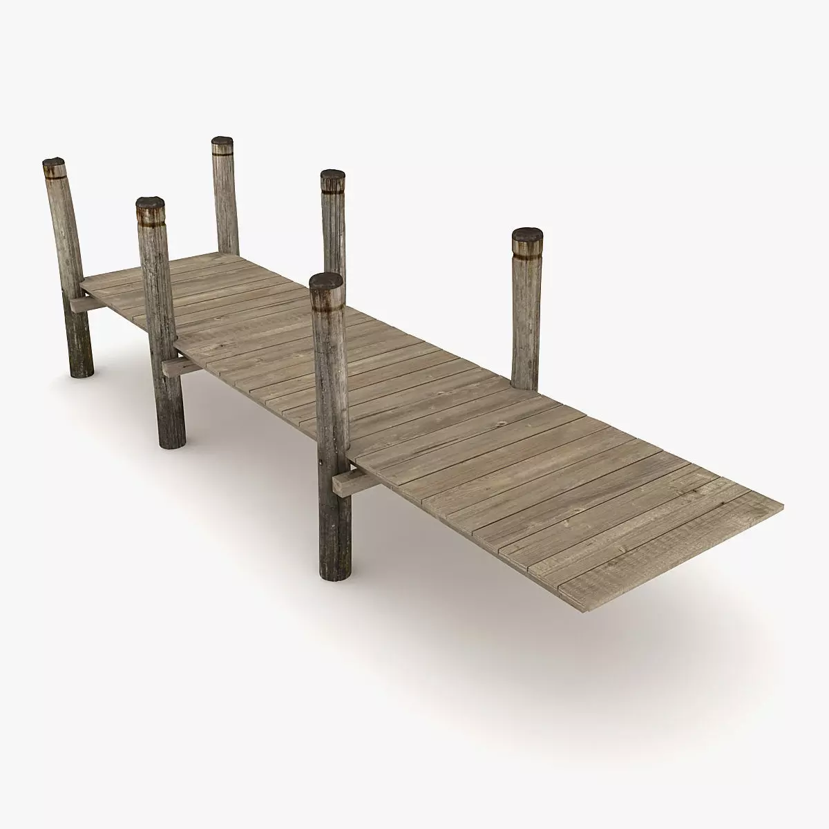 Wood Pier Low-poly 3D model_0