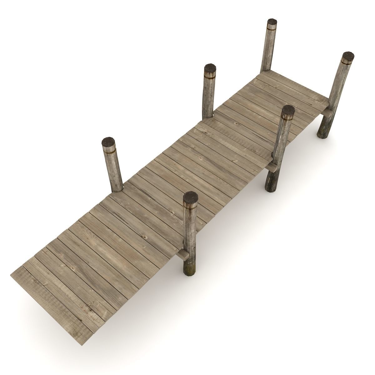 Wood Pier Low-poly 3D model_6