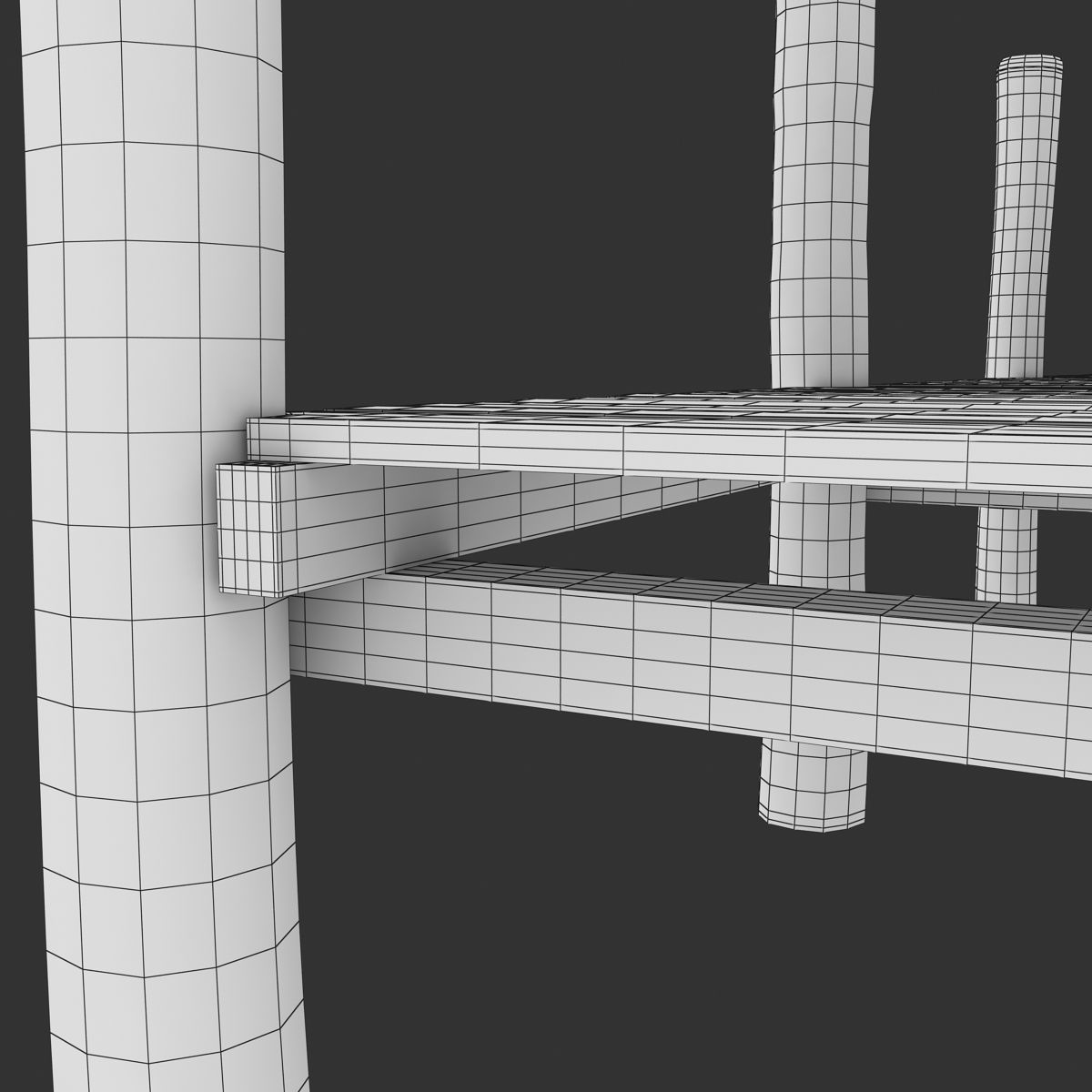 Wood Pier Low-poly 3D model_10