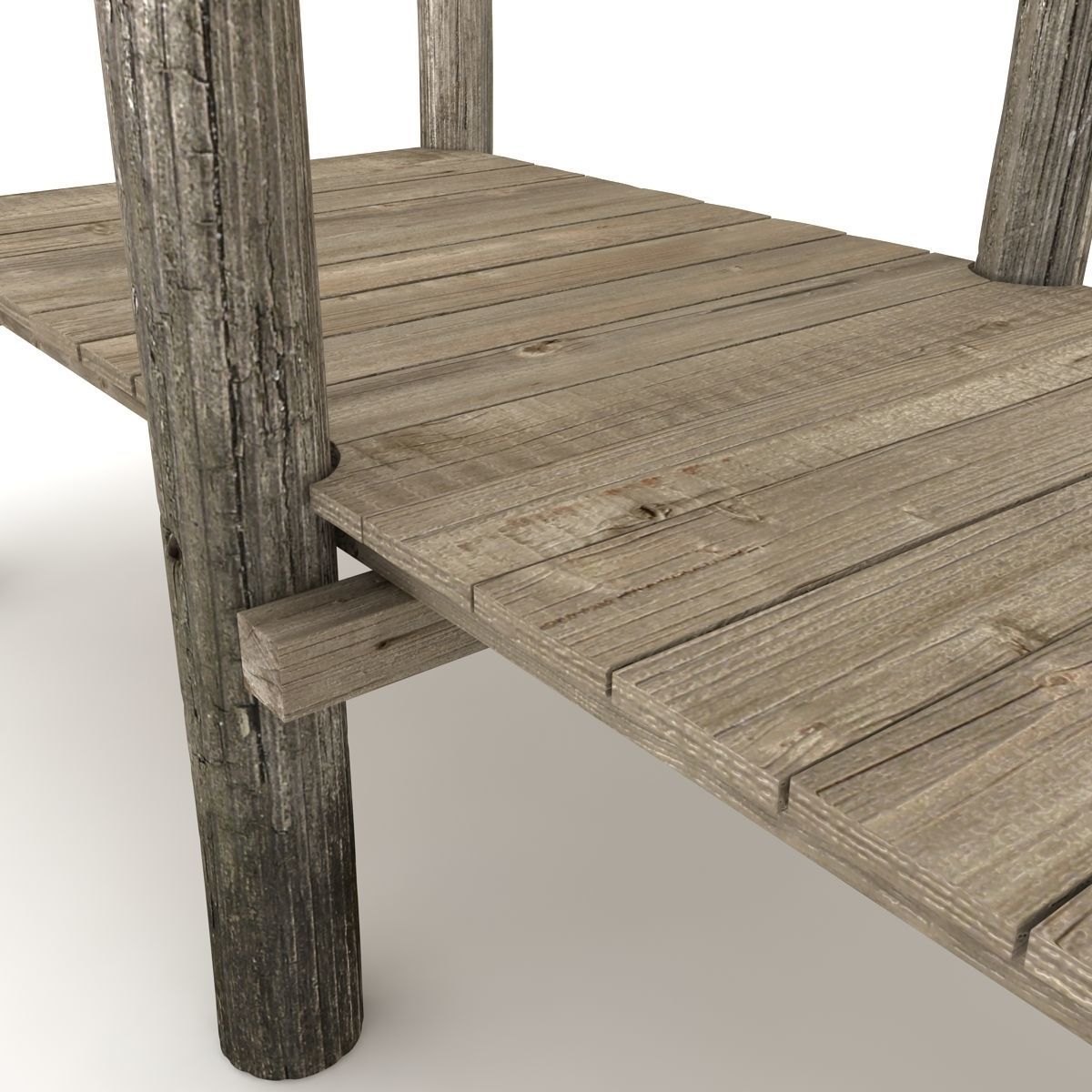 Wood Pier Low-poly 3D model_2