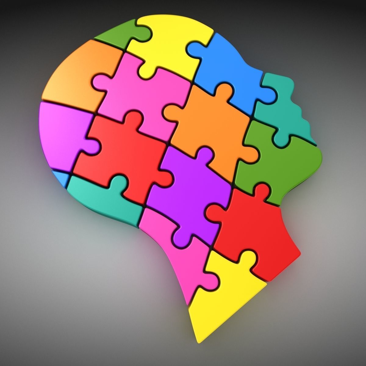 Puzzle Head Low-poly 3D model_1