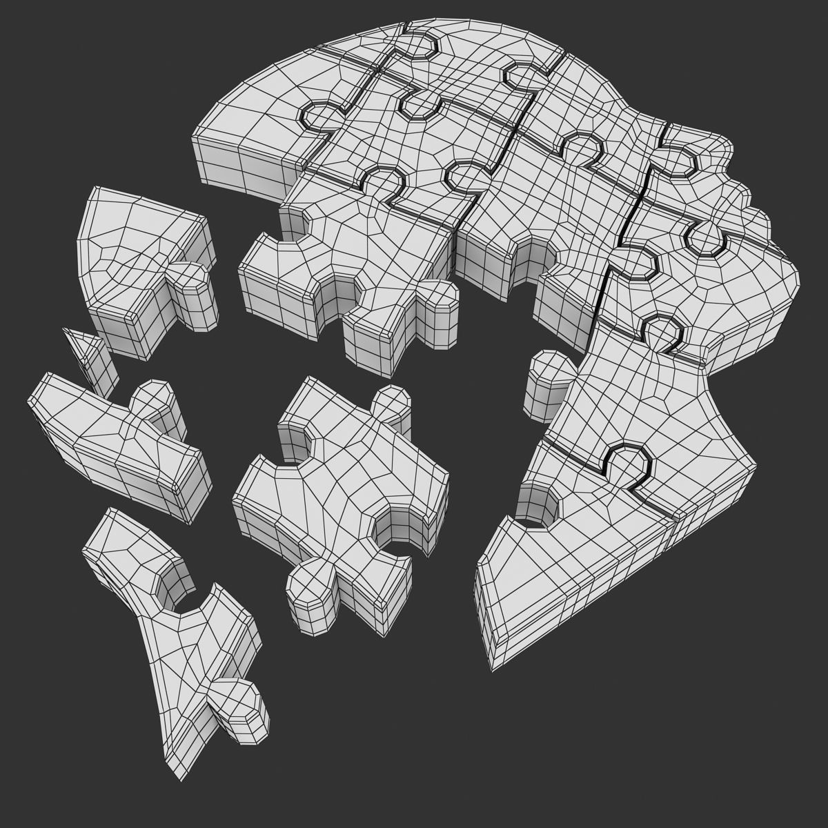 Puzzle Head Low-poly 3D model_11