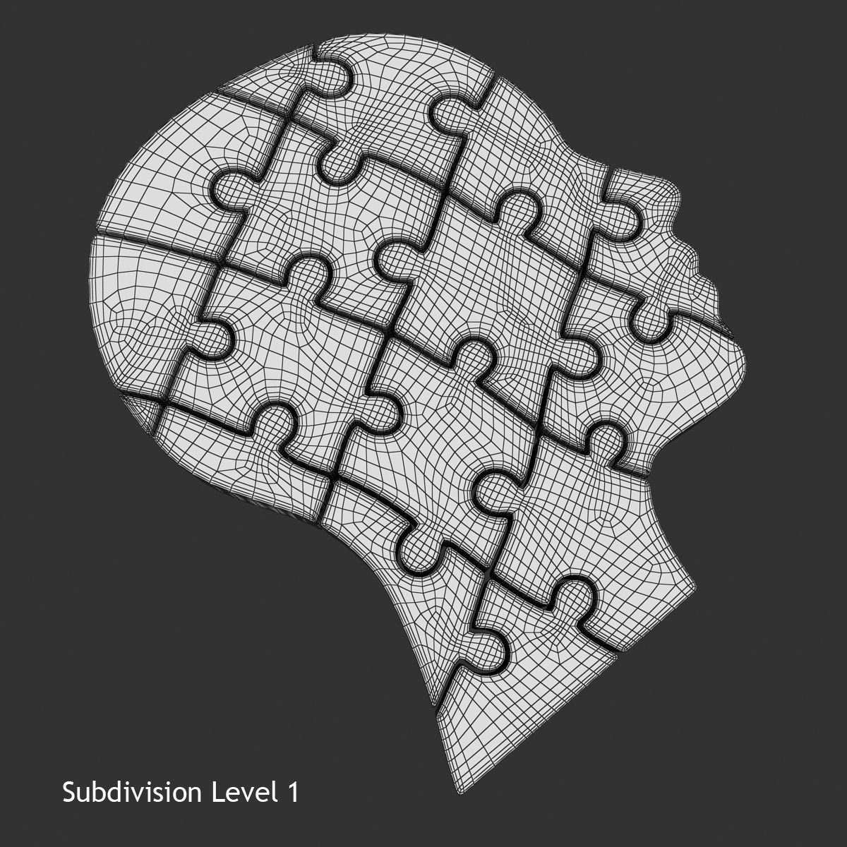Puzzle Head Low-poly 3D model_8