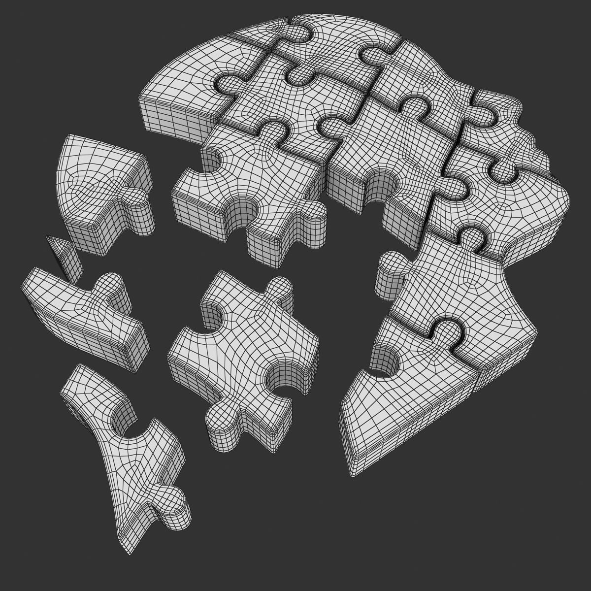 Puzzle Head Low-poly 3D model_12