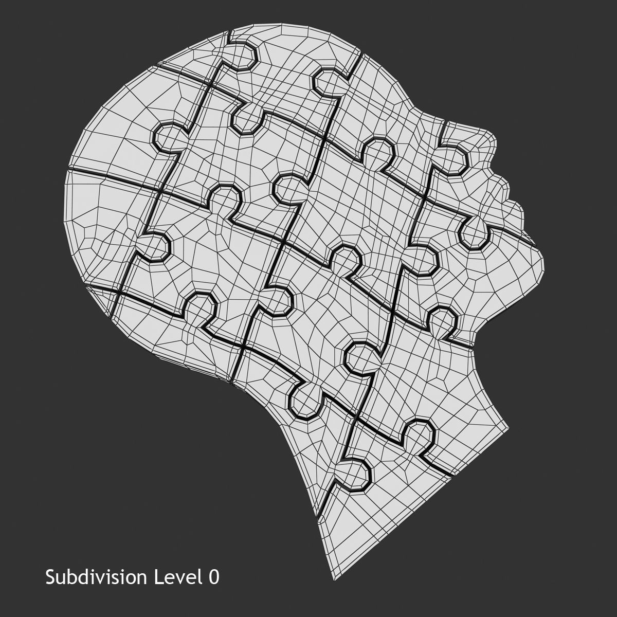Puzzle Head Low-poly 3D model_7