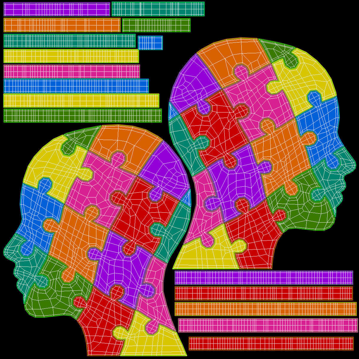 Puzzle Head Low-poly 3D model_14