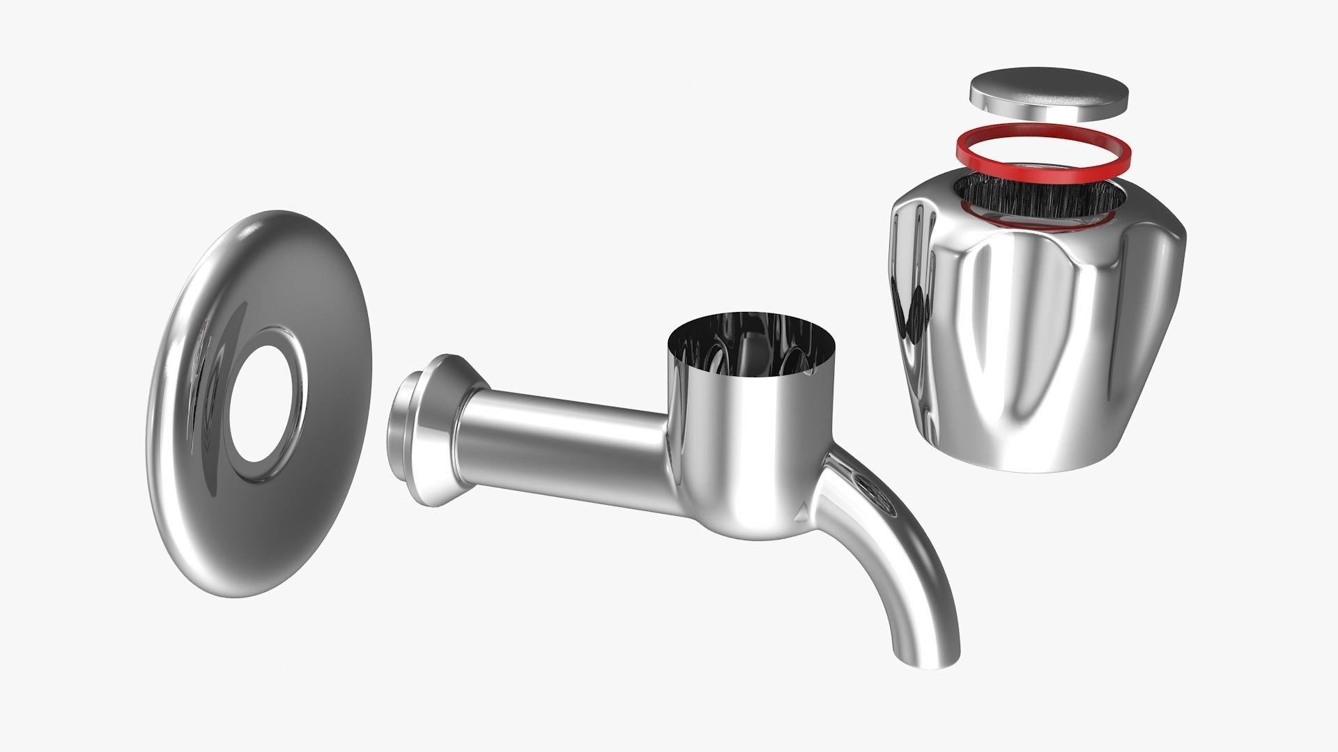Chrome Tap Low-poly 3D model_7
