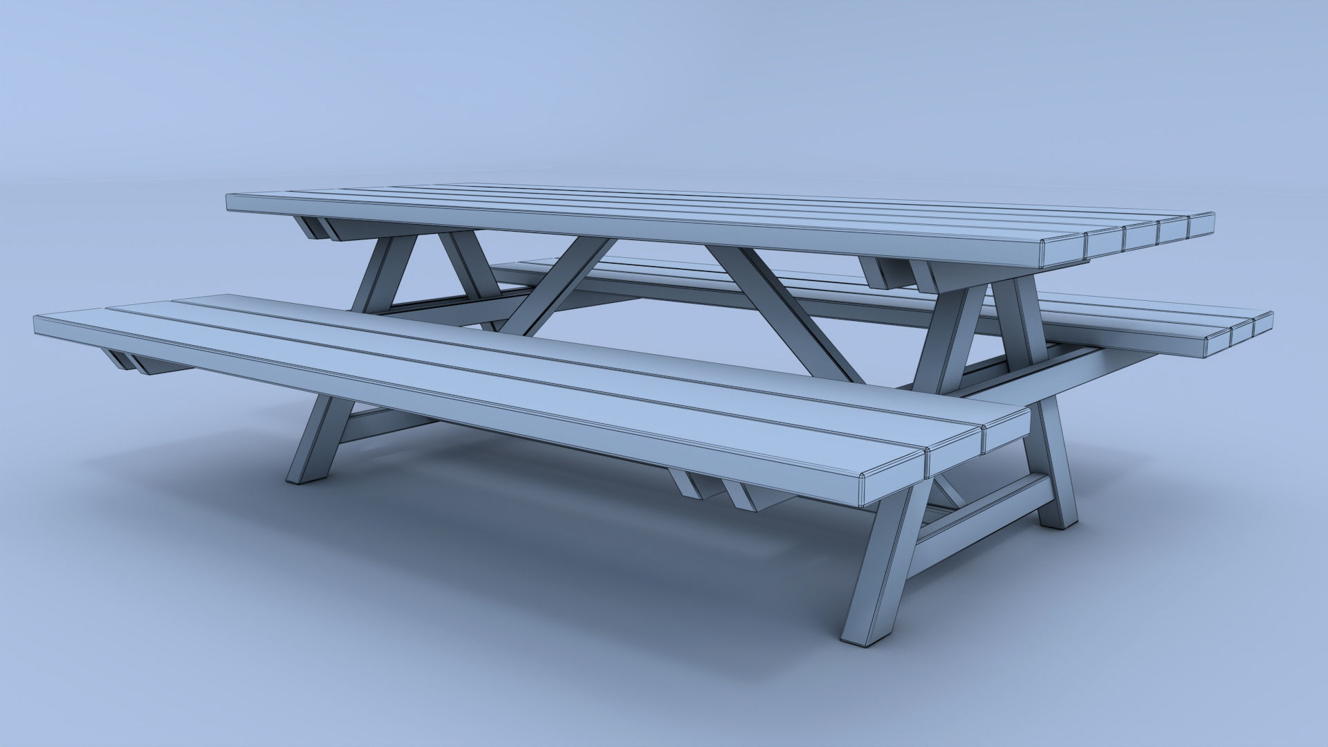 Picnic Bench - Low Poly Low-poly 3D model_5