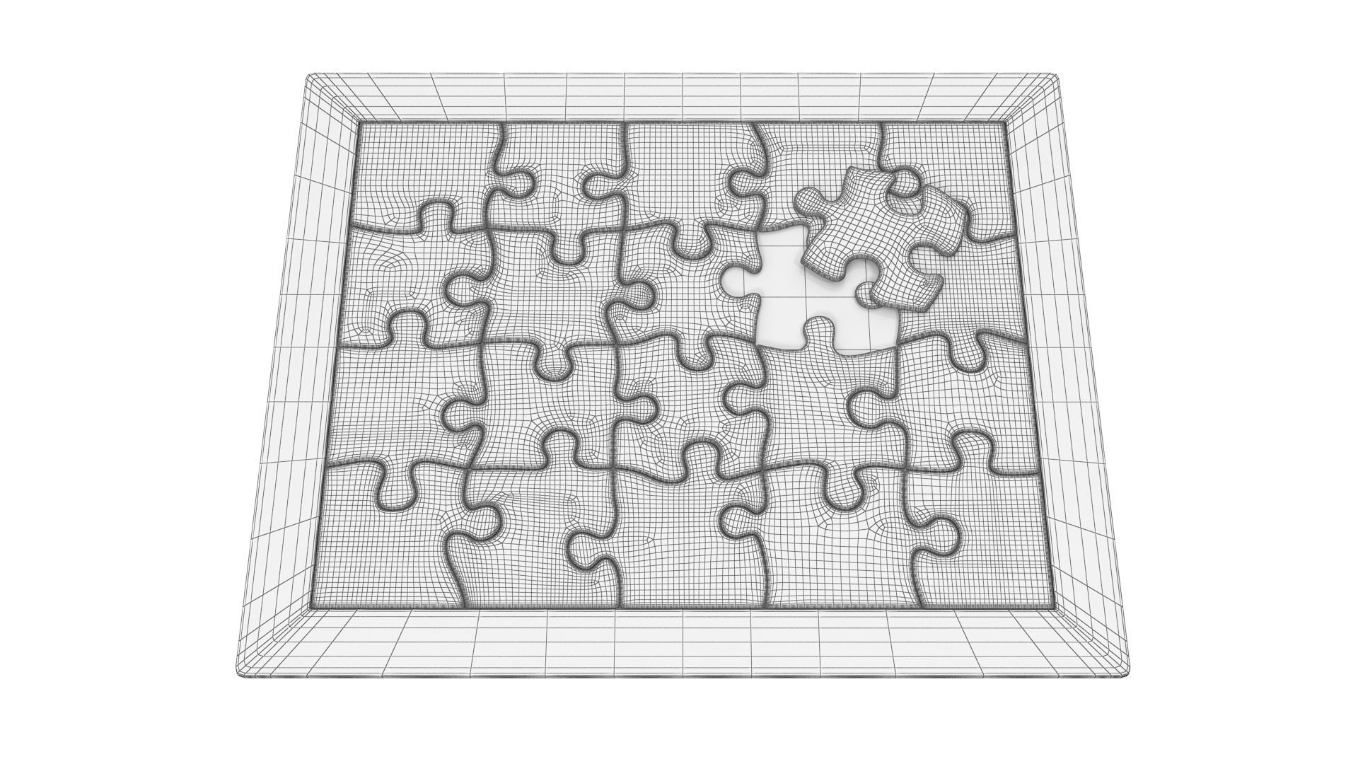 Jigsaw Puzzle - 20 piece Low-poly 3D model_10