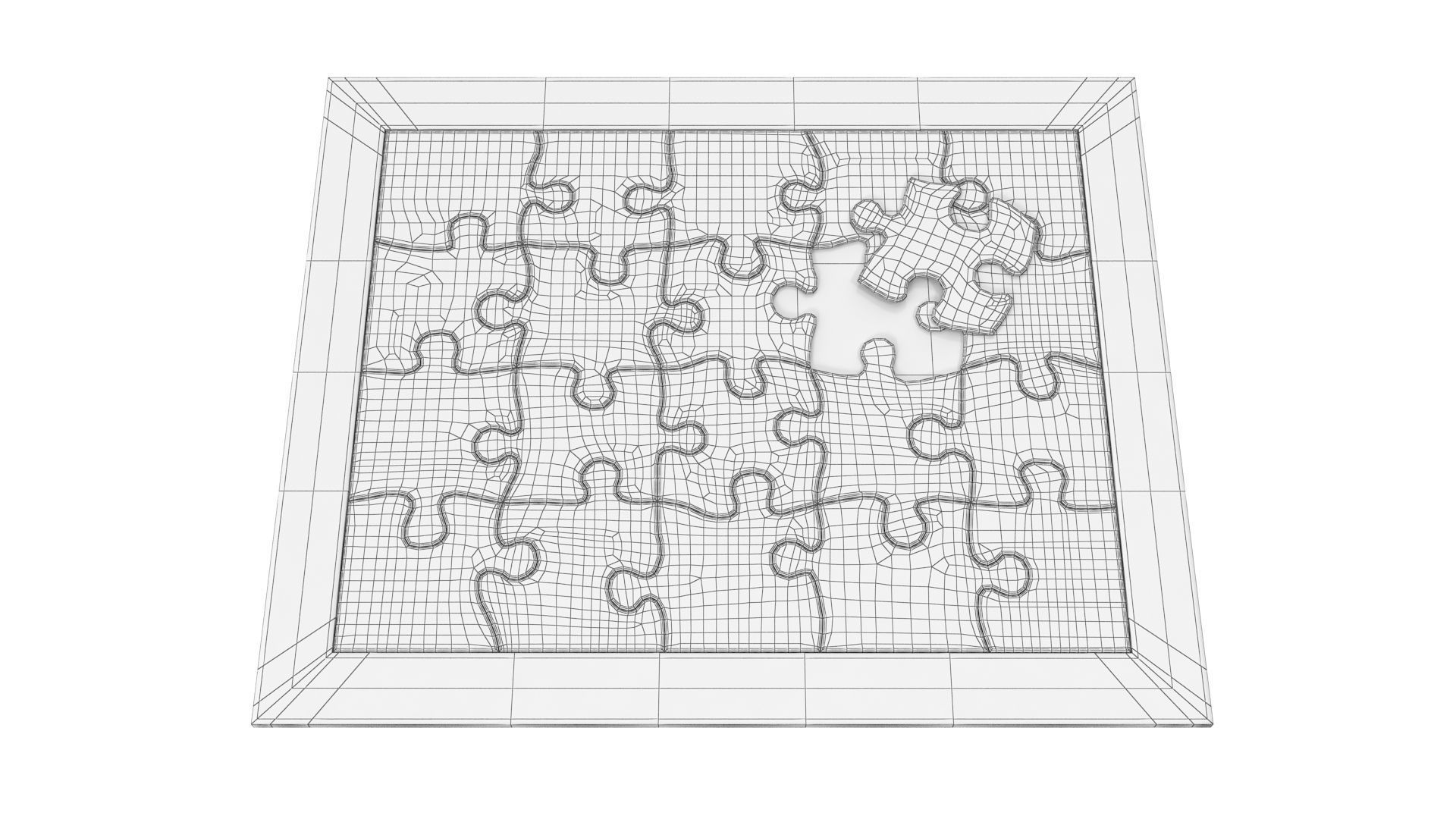 Jigsaw Puzzle - 20 piece Low-poly 3D model_9