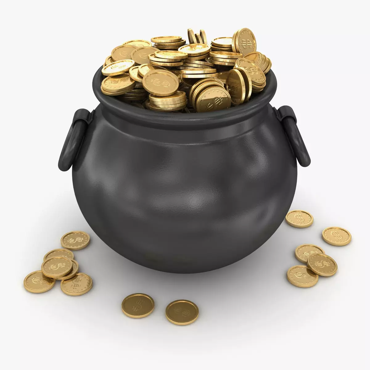 Pot of Gold Low-poly 3D model_0