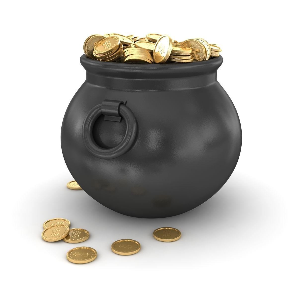 Pot of Gold Low-poly 3D model_3