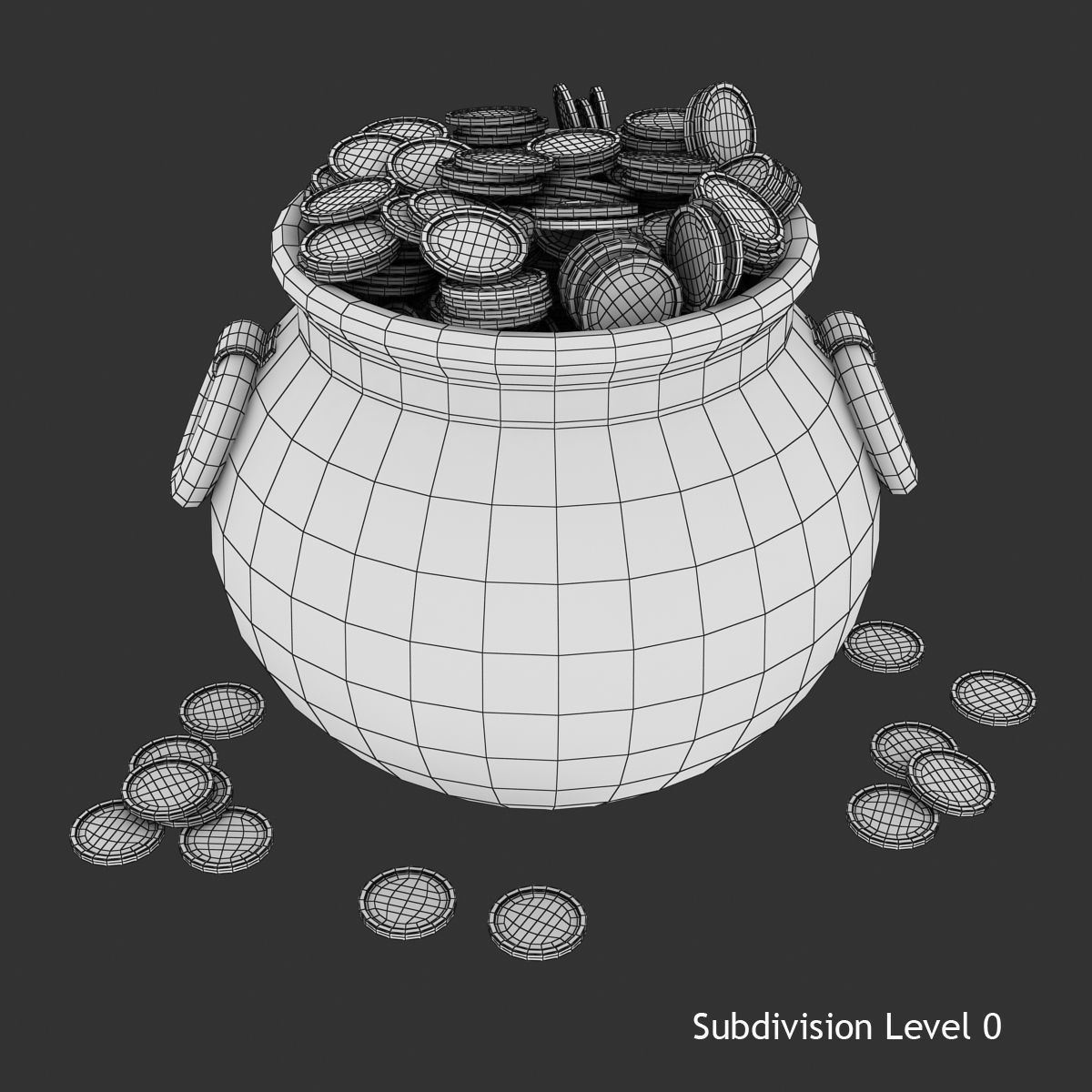 Pot of Gold Low-poly 3D model_8