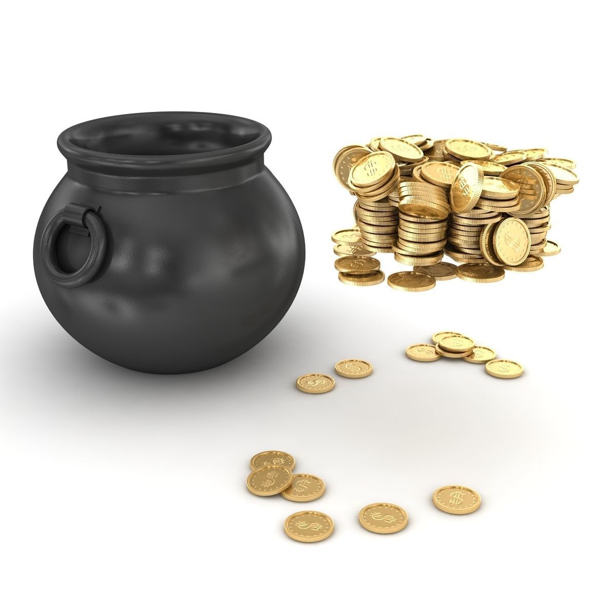 Pot of Gold Low-poly 3D model_5